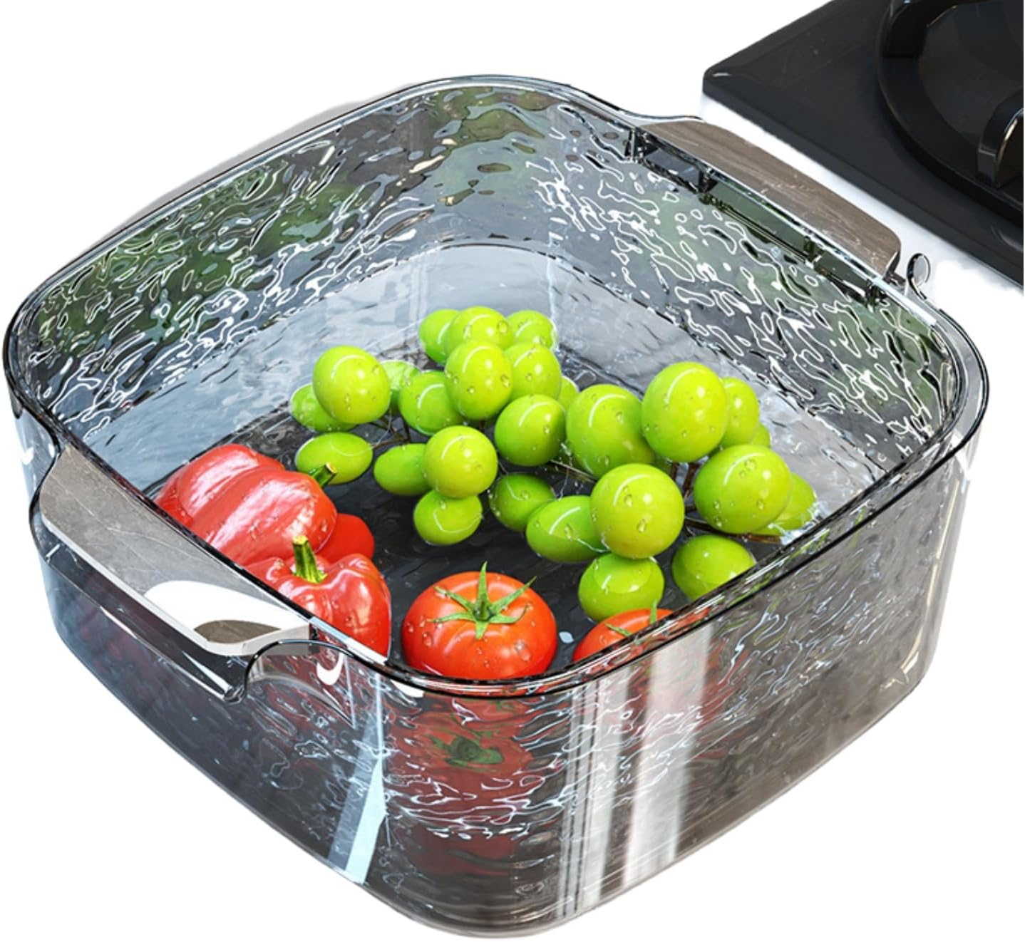 2 Pcs Vegetable Washing Drainage Basket Drain Colander Bowl Set Kitchen Colander Bowl for Noodles Salads, Grey