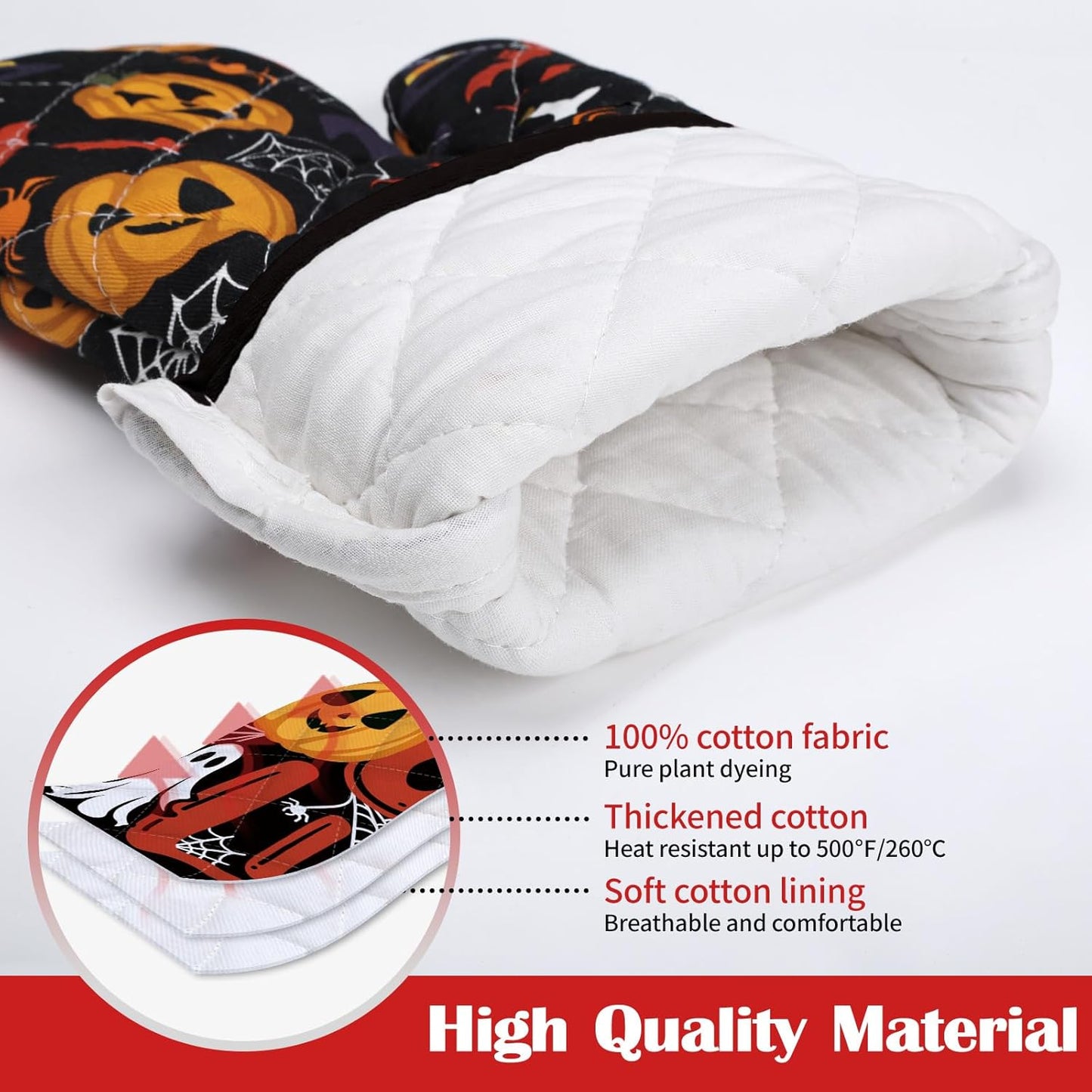 Halloween Pumpkin Kitchen Towels and Oven Mitts Set 4Pcs, Soft Absorbent Dish Cloth Heat Resistant Oven Gloves for Cooking Baking Kitchen Decoration, Gifts for Her