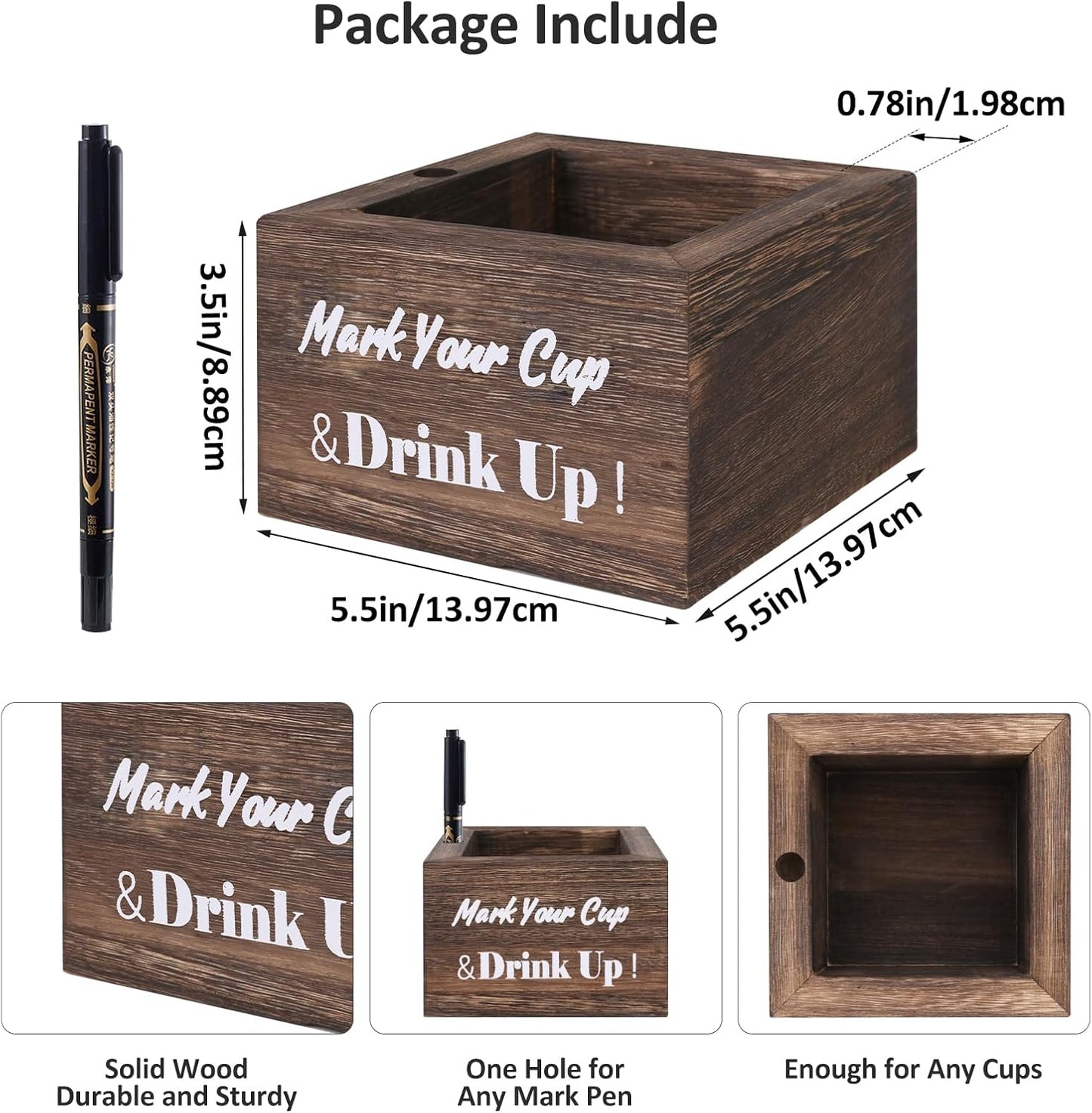 Wooden Cup Holder for Party & Wedding - Rustic Disposable Cup Holder for Bar, Kitchen, Countertop, Home & Office, Brown