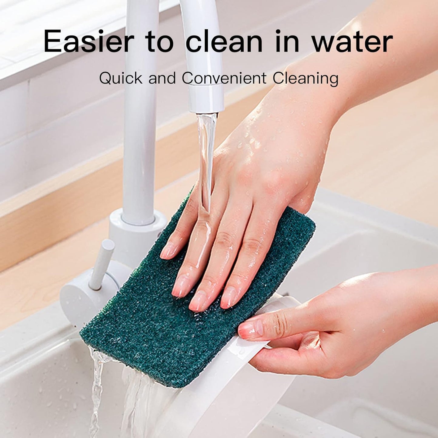 Heavy Duty Scour Pads Sponge Dish Scrubber Non-Scratch Green Reusable Household Scrub Pads for Kitchen and Dish Cleaning Tool (24Pcs)