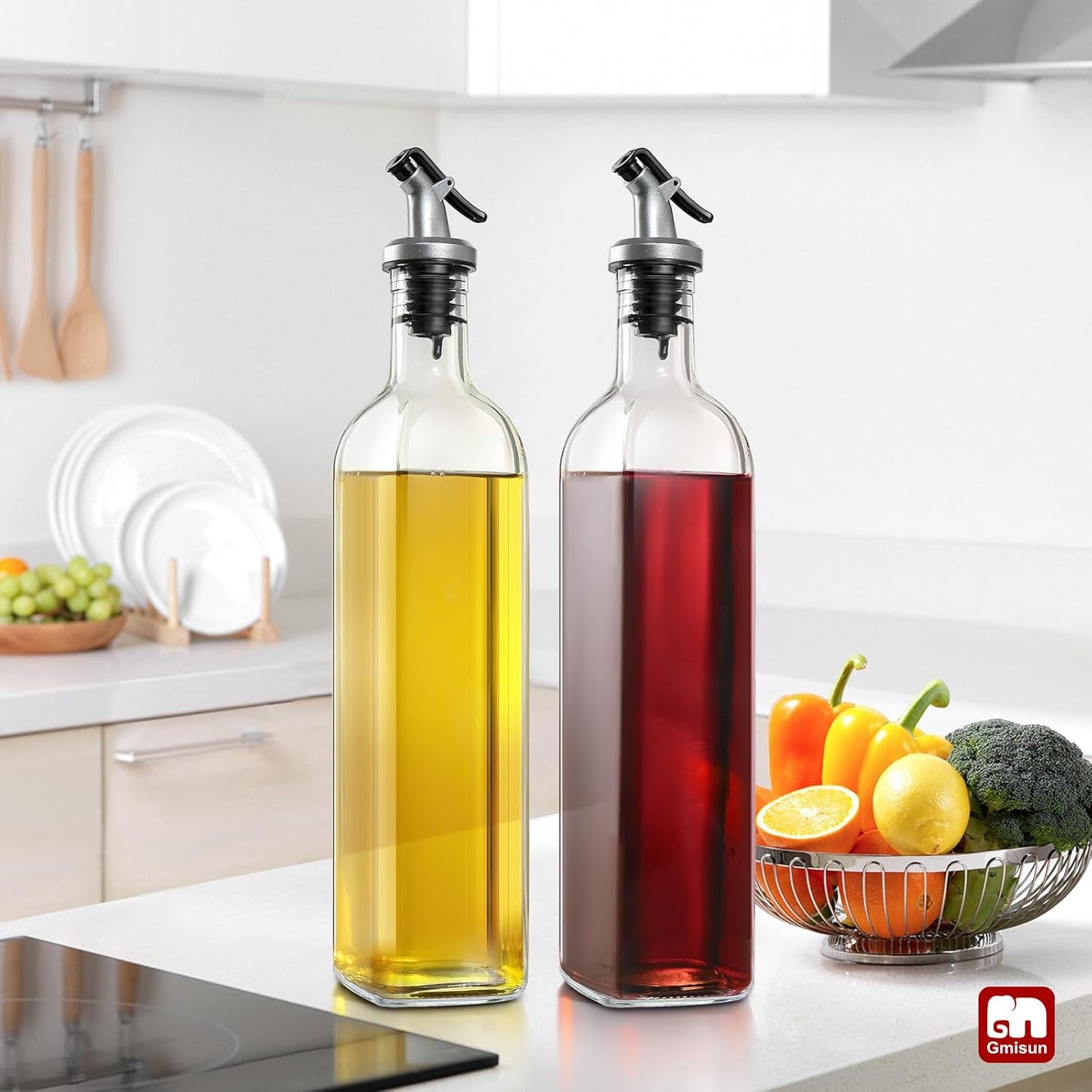GMISUN Oil Dispenser for Kitchen, Olive Oil Dispenser Bottle, Cooking Oil Dispenser Bottle, Oil and Vinegar Dispenser Set 1Pack, Glass Oil Container Cruet-Oil Pourer Spout