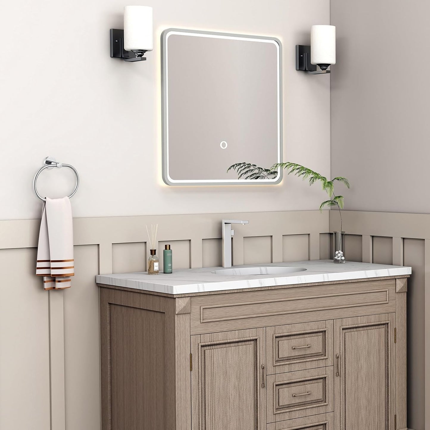 Suyar Hand Towel Holder Chrome, Stainless Steel Towel Ring for Bathroom Wall, Oval Shape