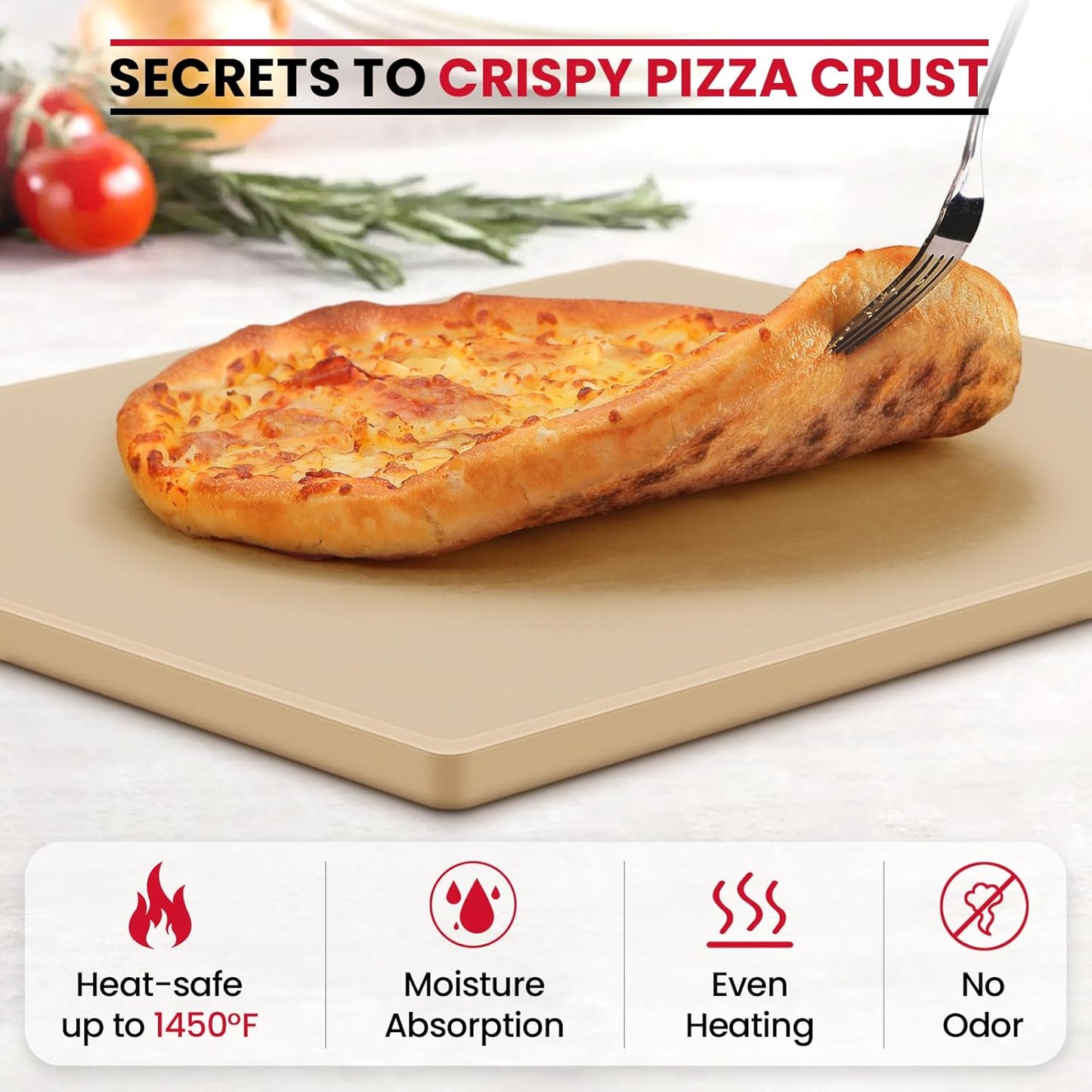 Unicook Large Rectangular Pizza Stone for Oven and Grill 20" x 16" x 0.6", Thermal Shock Resistant Cordierite Baking Stone, Ideal for Baking Crispy Pizzas, Bread and Cookies, Dough Cutter Included