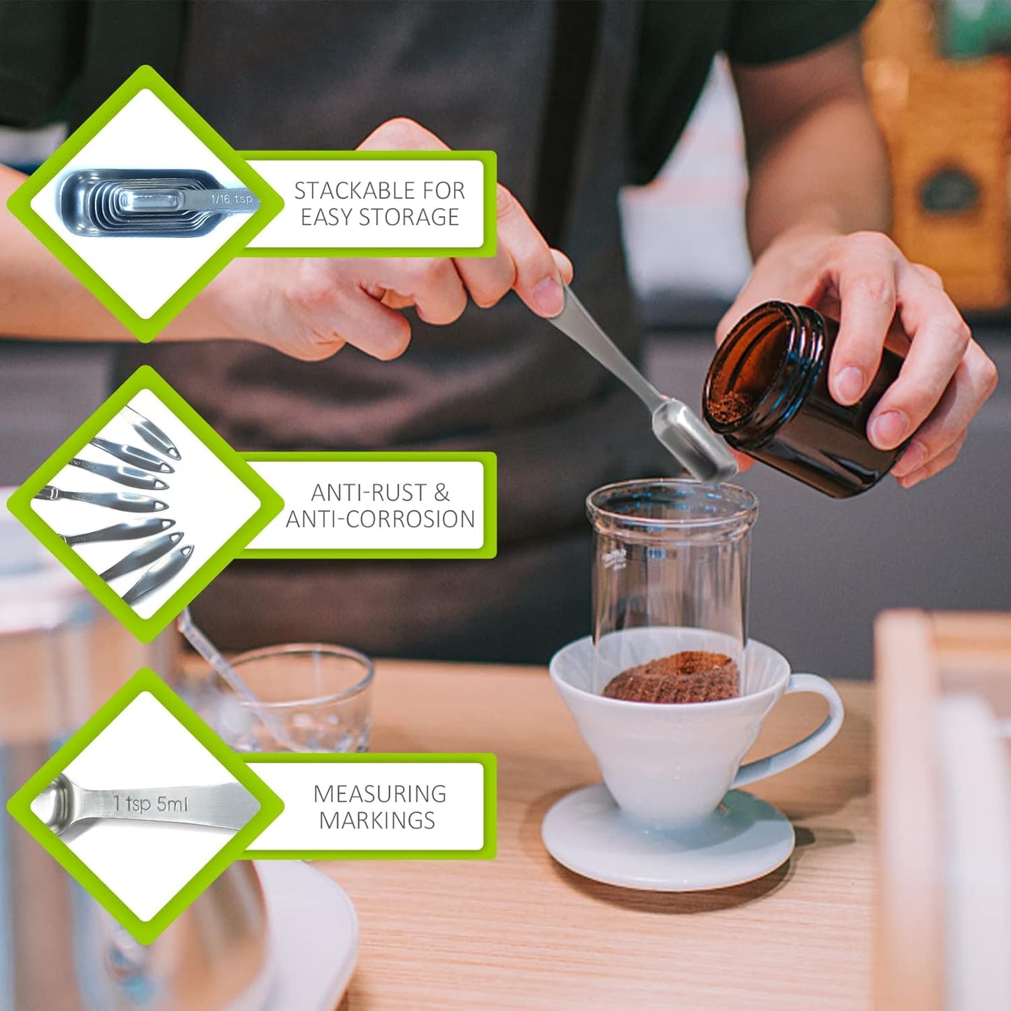 1PCS 4tsp (20ml) Single Measuring Spoon, Individual Stainless Steel Long Handle Measure Teaspoon Only