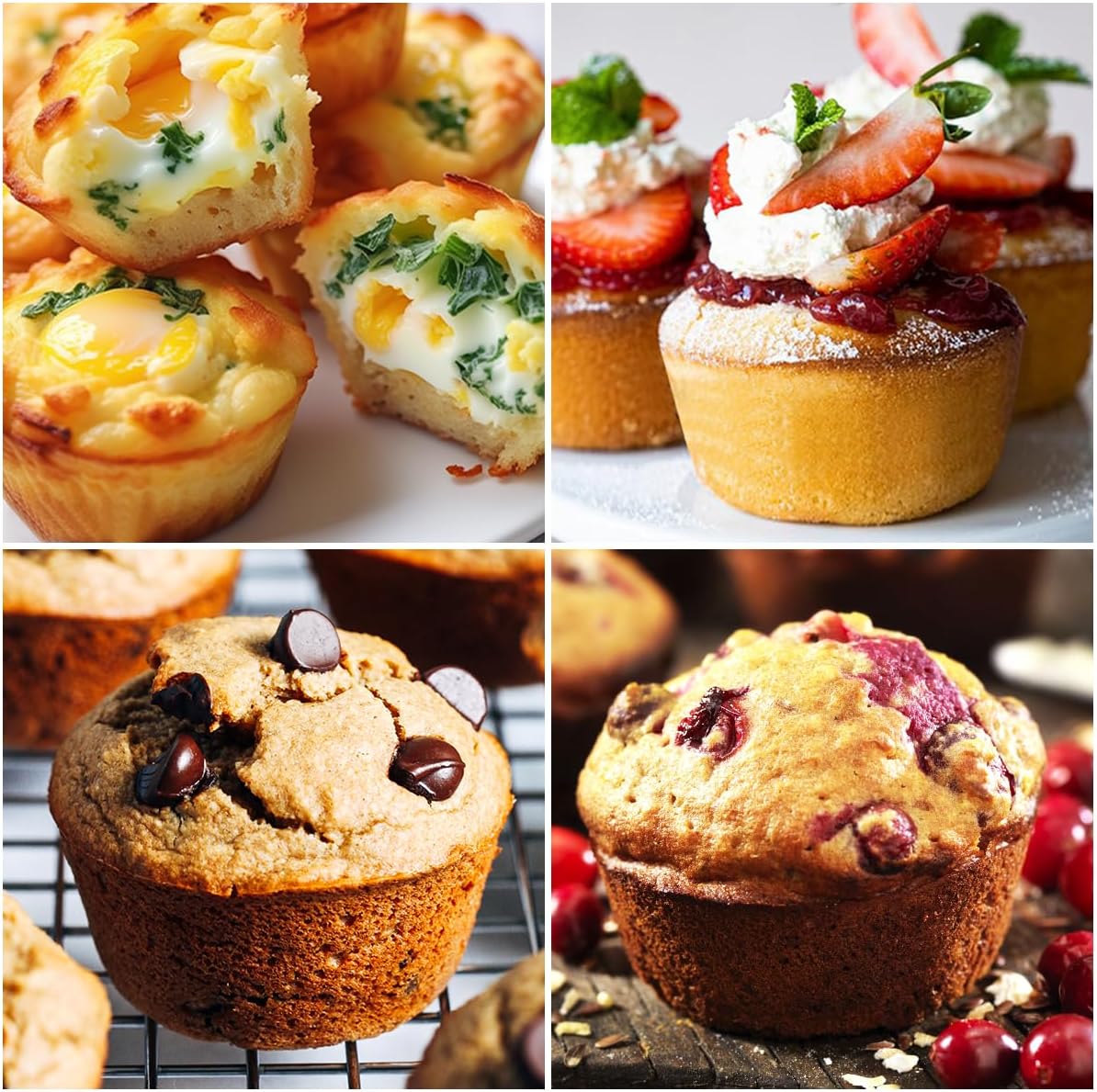 12 Cups & 24 Cups Silicone Muffin Pan with Metal Frame, Regular & Mini Muffin Pan Set for Baking 2 Pack