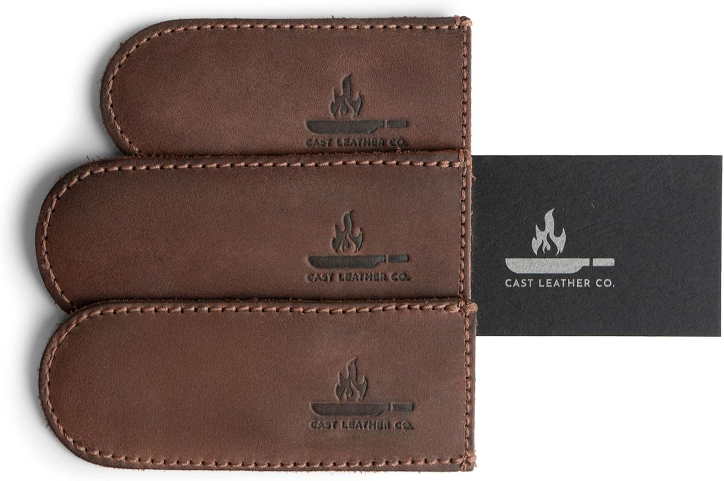 Leather Skillet Handle Cover for Cast Iron Skillets, Heat Resistant Pan Handle Covers (Bourbon Brown)