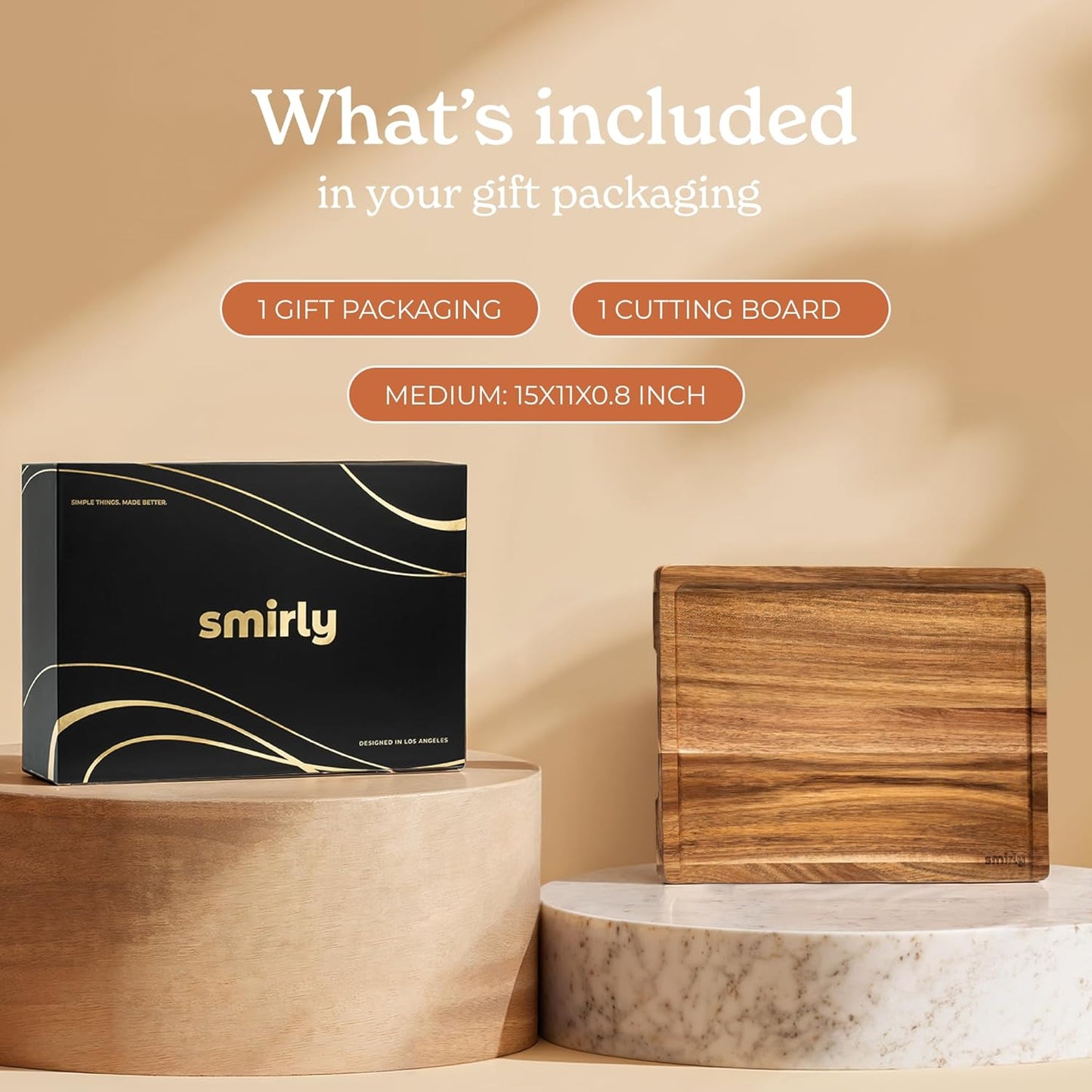 SMIRLY Bamboo Cutting Board Set, Chopping Board and Wooden Cutting Boards for Kitchen, Small Wood Cutting Board and butcher block (Acacia Wood, 1 Pack)