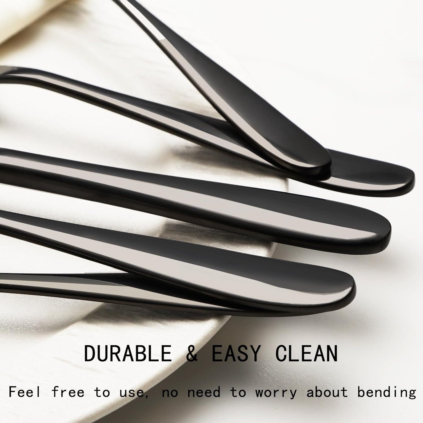 40-Piece Black Silverware Set, Flatware Set for 8, Food-Grade Stainless Steel Tableware Cutlery Set, Mirror Finished Utensil Sets for Home Restaurant, Forks Spoons and Knives Set, Dishwasher Safe