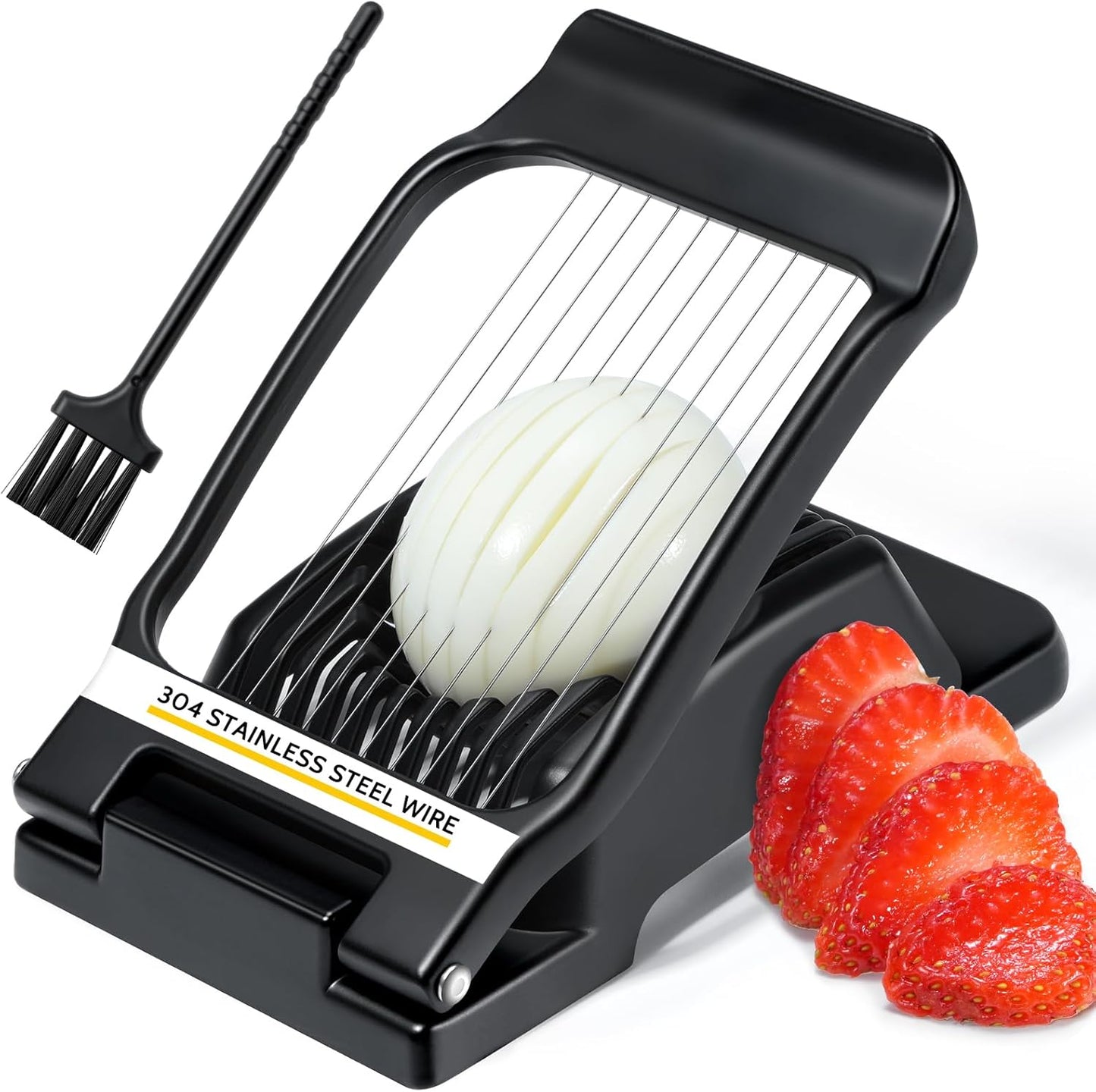 Sopito Heavy Duty Stainless Steel Wire Egg Slicer for Hard Boiled Eggs & Strawberry Other Soft Food, Black