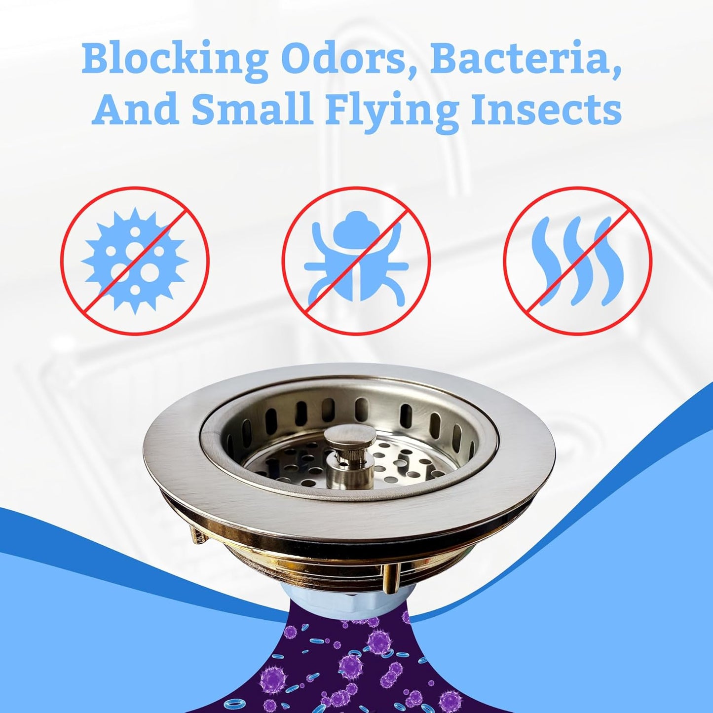 Metal World BS10101BN-2P Post Style Sink Strainer, 3-1/2" Metal Kitchen Strainer, Cast Brass Body Basket Strainer, Strainer with Stainless Steel Basket, Brushed Nickel Finish 2 Pack