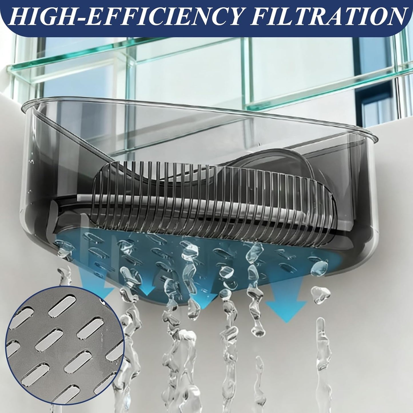 Sink Strainer Basket, Triangle Suction Cup Sink Corner Rack, New Upgraded Corner Sink Strainer with Drainage Hole, Punch-Free Corner Sink Trash Catcher for Kitchen and Bathroom (Black)