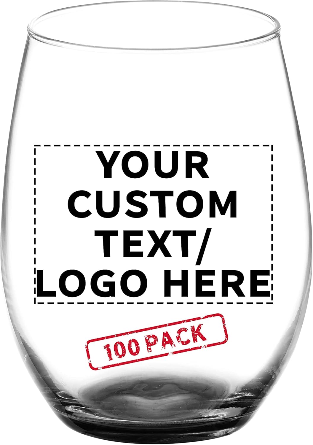 DISCOUNT PROMOS 100 ARC Stemless Wine Glasses Set, 21 oz. - Customizable Text, Logo - Chardonnay, Cabernet, Merlot, Sauvignon - Black