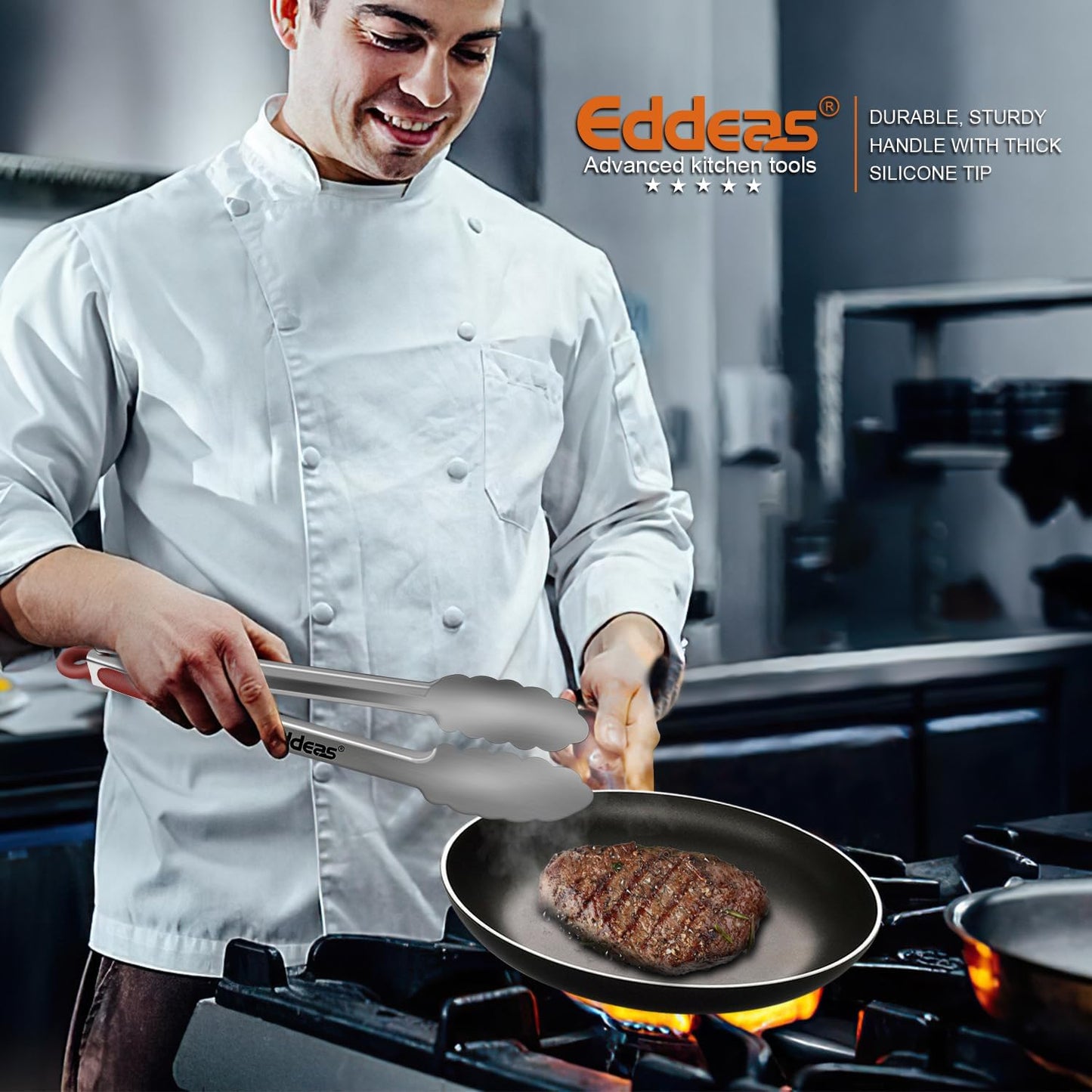 Tongs For Cooking - 7",9" and 12 inch Kitchen Tong Heat Resistant 600 Degrees Stainless Steel Tongs, Heavy Duty Metal Locking Tong, Perfect for Food, BBQ Red Set of 3