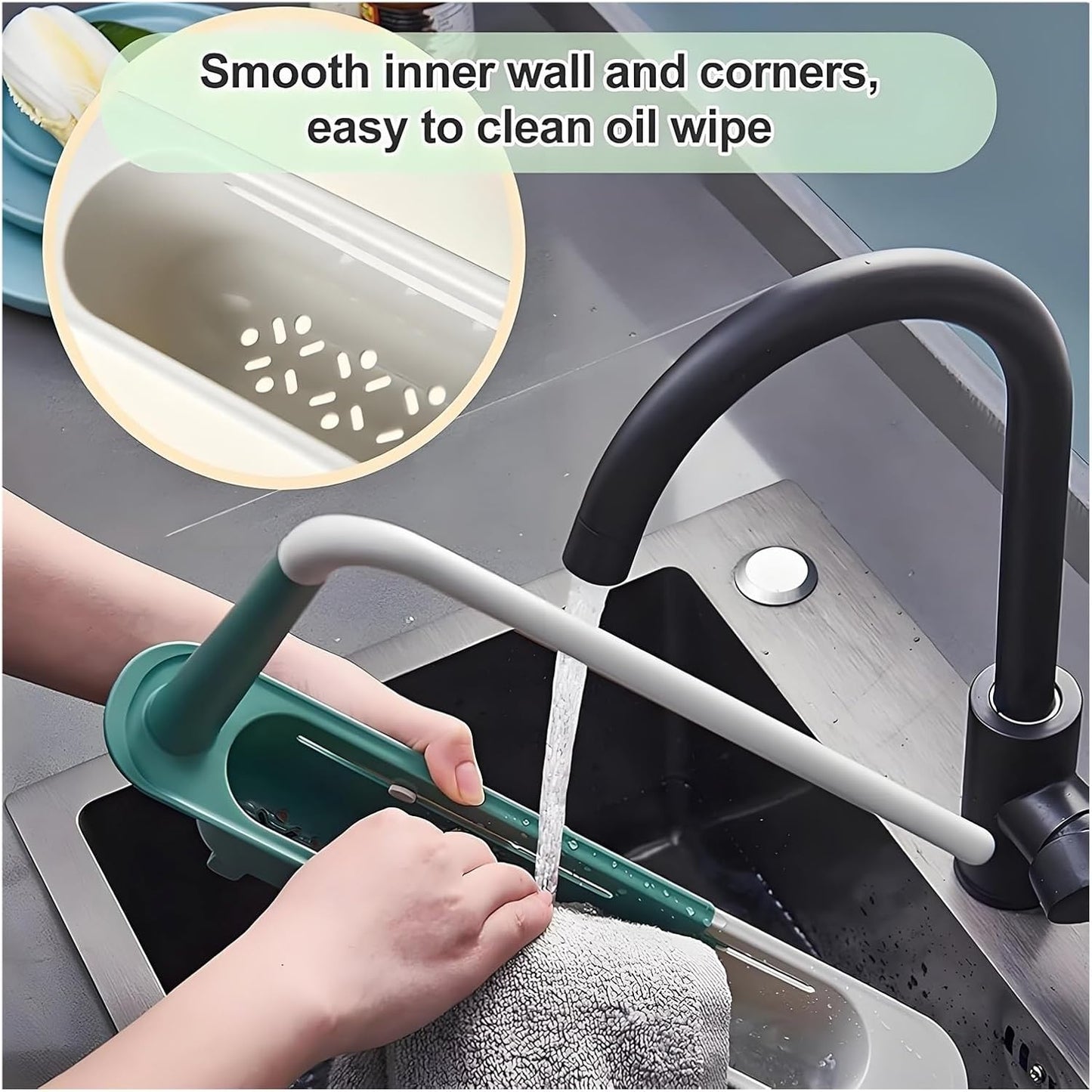 Onwddarefy Sink Storage Rack Telescopic, 2025 New Updated Telescopic Sink Storage Rack, Under Kitchen Sink Accessories Adjustable Length, Multipurpose Kitchen Sinks Organizer(Blue)