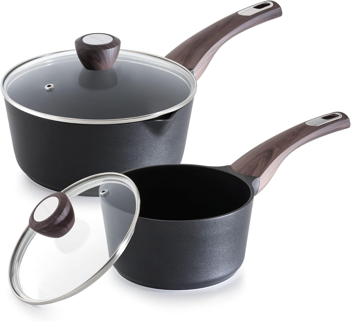 SENSARTE 1.5 & 2.5 Quart Sauce Pan Sets with Lid, Cooking Pots Set, Nonstick Saucepan Set with Pour Spout, Small Kitchen Pot, Non toxic Saucepot, Induction Comptable, Easy to Clean, PFOA Free