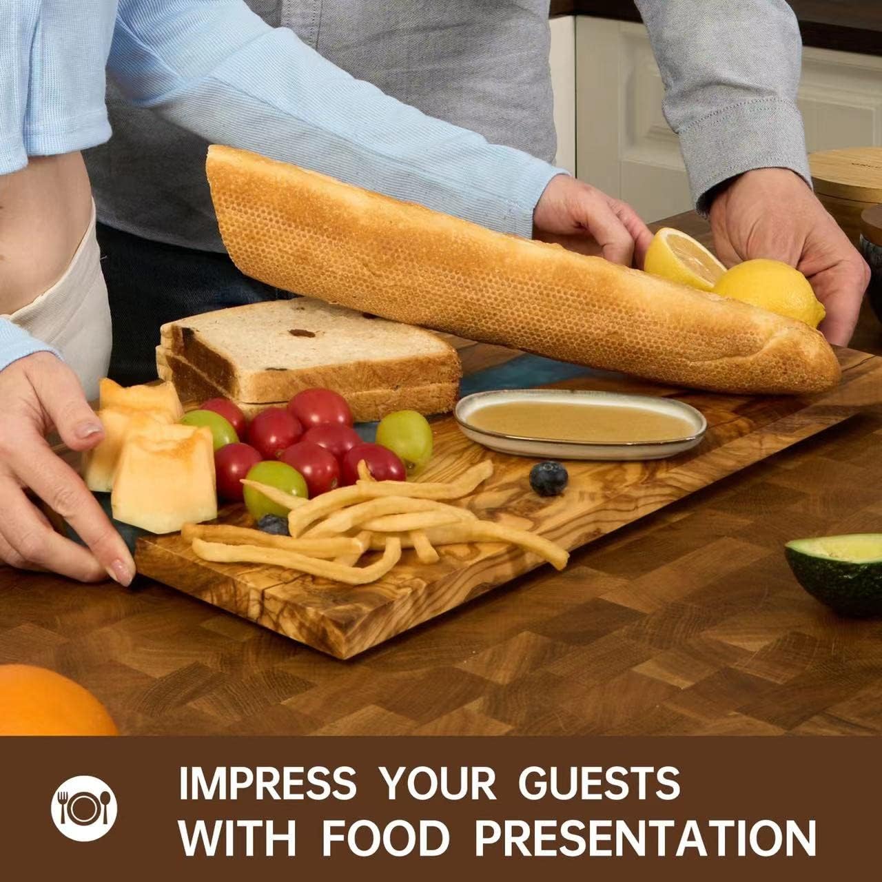 Italian Olive Wood luxury Cheese board with Resin, Charcuterie board, Chopping and Cutting Board for Meat Vegetable & Fruit, Wooden Epoxy Serving Board (White)