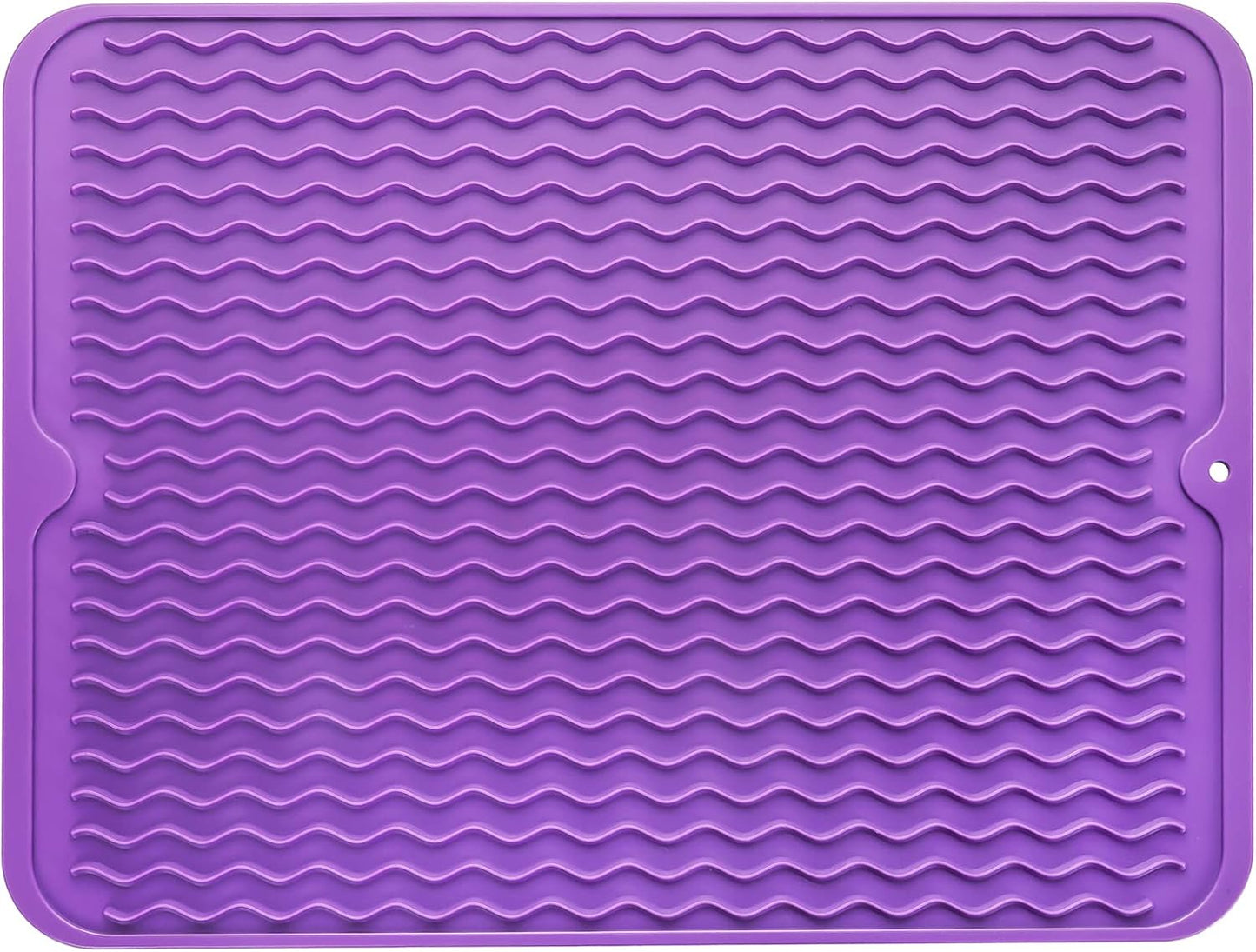Silicone Dish Drying Mat for Multiple Usage,Easy clean,Eco-friendly,Heat-resistant Silicone Mat for Kitchen Counter or Sink,Refrigerator or drawer liner Purple L 16 inches x 12 inches