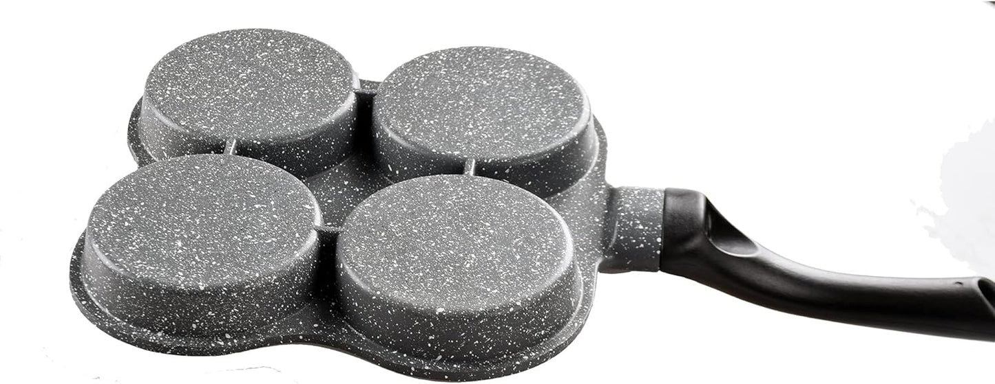 Buecmue Rustless Egg Frying Pan | 4-Cup Nonstick Easy Clean Egg Cooker Omelet Pan For Breakfast Swedish Pancake, Plett, Crepe Pan Gas Stove and Other Stoves Cookware