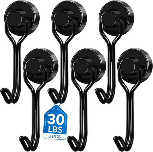 LOVIMAG Hooks, 30lbs+ Magnetic Magnet Hook 2025 Cruise Cabin Ship Essentials Heavy Duty Strong Refrigerator Fridge Hanging for Classroom Beach Vacation Kitchen Grills Home Mug Hanger (6 Pack)