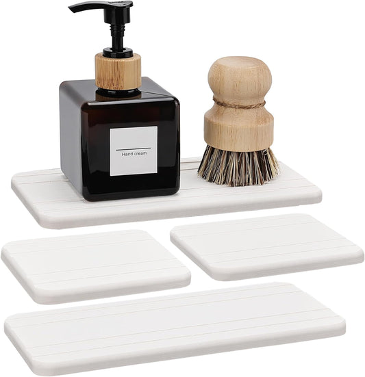 evory Set of 4 Water Absorbent Diatomite Tray, Kitchen Soap,Diatomaceous Earth Bathroom Soap Dishes,Sponge Holder for Kitchen Sink, Water Absorbing Stone for Sink Bathtub Vanity