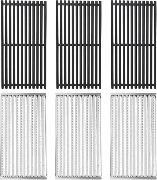 Criditpid Grill Replacement Parts for Charbroil 463242716 463257520 463242715 463276016, Cooking Grates & Grill Emitter Plates Kit for 4 Burner Charbroil Commercial Grill.
