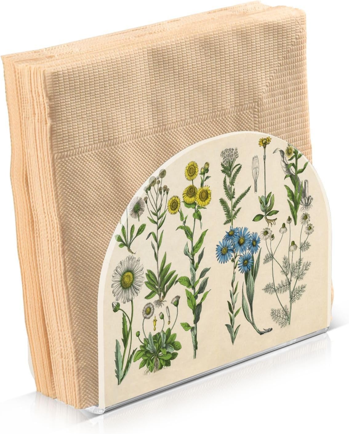 Herbs Botanical Plants Napkin Holder for Table Paper Napkins Holder Acrylic Tissue Dispenser Kitchen Dining Room Bathroom Party Car Decor