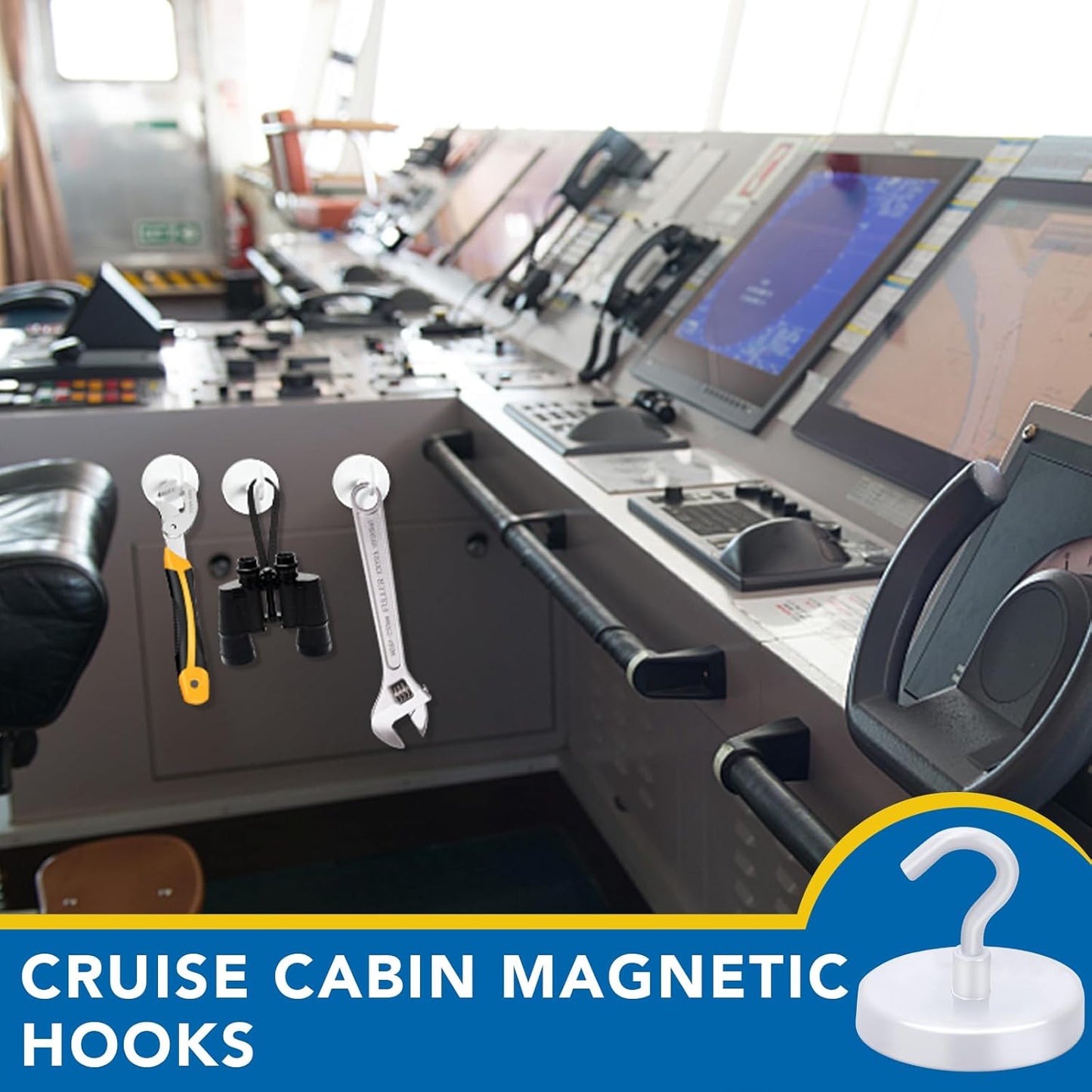 LOVIMAG Cruise Ship Essentials - 150Lbs Heavy Duty White Magnetic Hooks for Cruise Cabins - Strong Hanging Hooks - 12 Pack