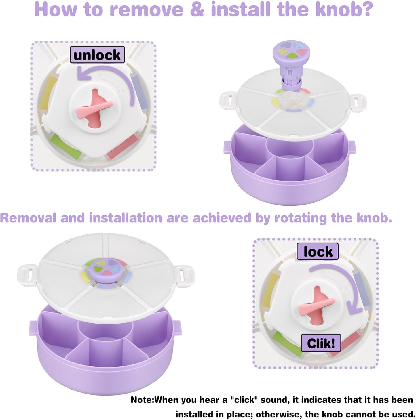 Kids Snack Spinner – Reusable Snack Container with 5 Compartments & Lid, BPA/PVC-Free, Dishwasher Safe, Perfect for Travel, School Lunches & On-the-Go Snacking, Purple
