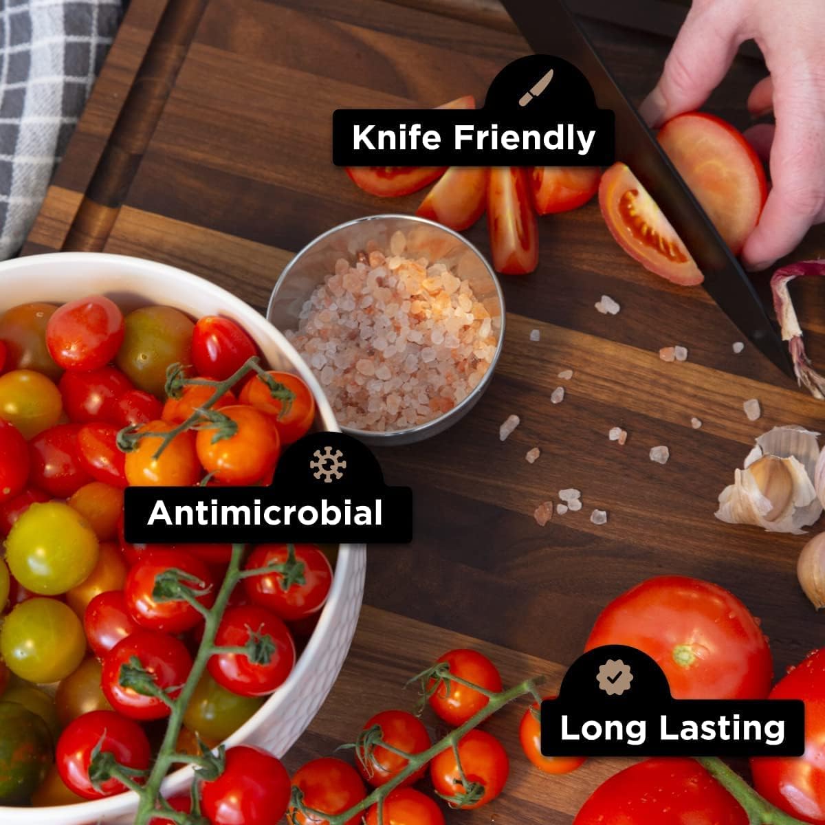 Extra Large XL Cutting Board from American Walnut - Heavy Reversible Butcher Block with Juice Groove for Cutting Meat and Juicy Veggies Easily - Walnut Chopping Board - 24x18x1.5"