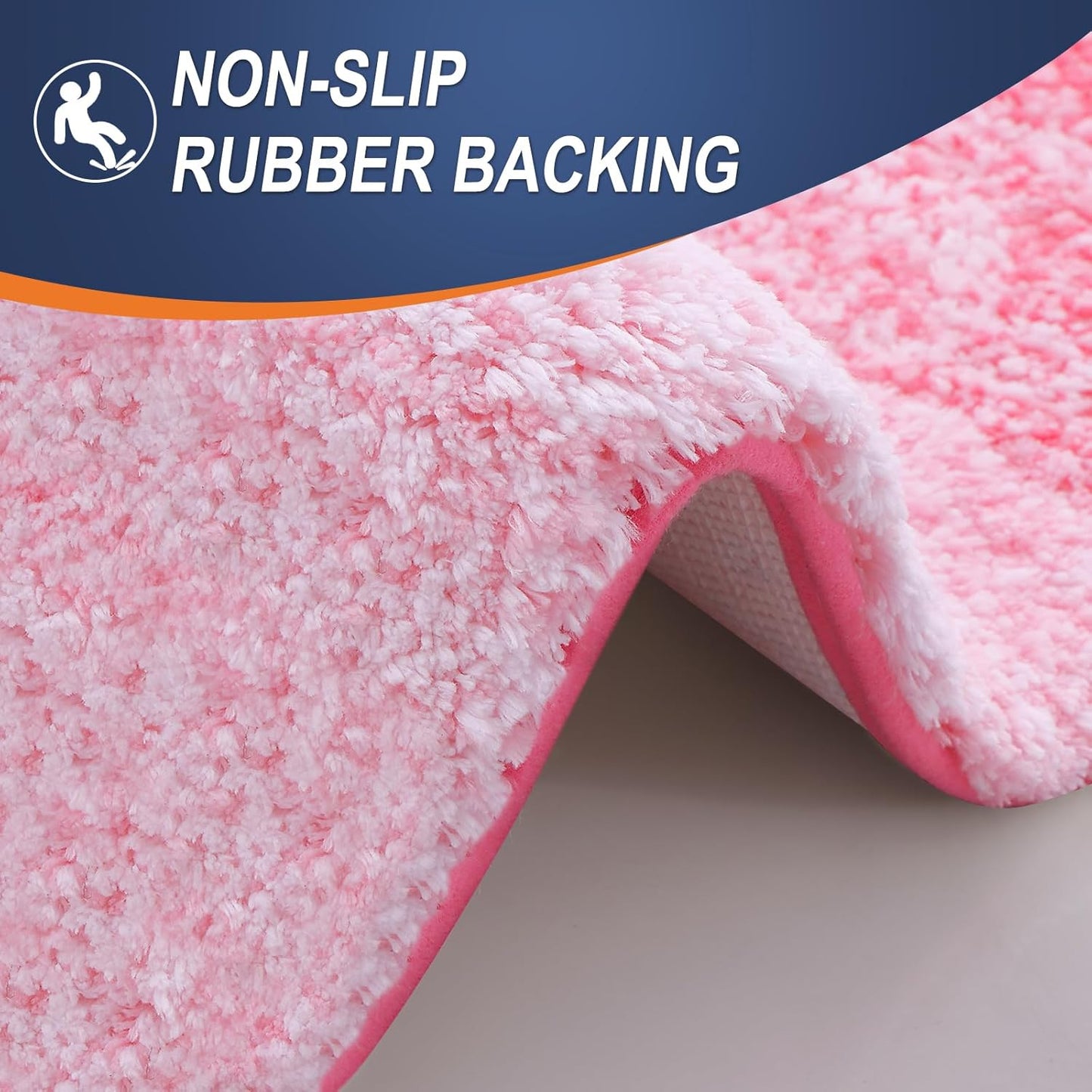 OLANLY Bathroom Runner Rugs 47x20, Extra Soft Absorbent Microfiber Bath Rugs, Rubber Backing, Quick Dry, Machine Washable Bath Mats for Bathroom Floor, Tub and Shower, Home Decor Accessories, Pink