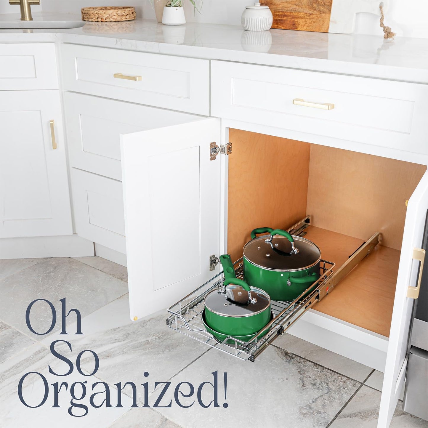 HOLDN’ STORAGE Pull Out Cabinet Organizer, Heavy Duty Caddy w/Lifetime Limited Warranty -30”W x 21”D - Requires At Least 31-1/4” Cabinet Opening, Steel Metal Cabinet Drawers Slide Out, Chrome