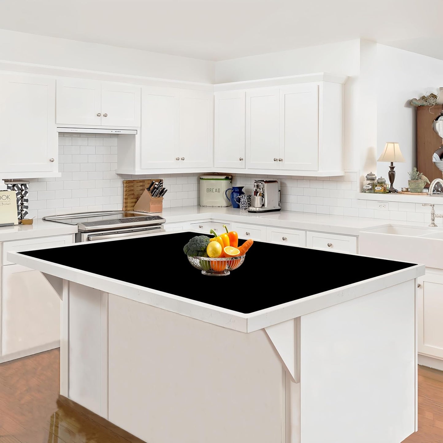 Large Silicone Mat, 48"x32"(120cmx80cm) Silicone Mats for Kitchen Counter, Non-Slip Heat Resistant Mat, Kitchen Counter Mat, Waterproof Countertop Protector for Craft, Black