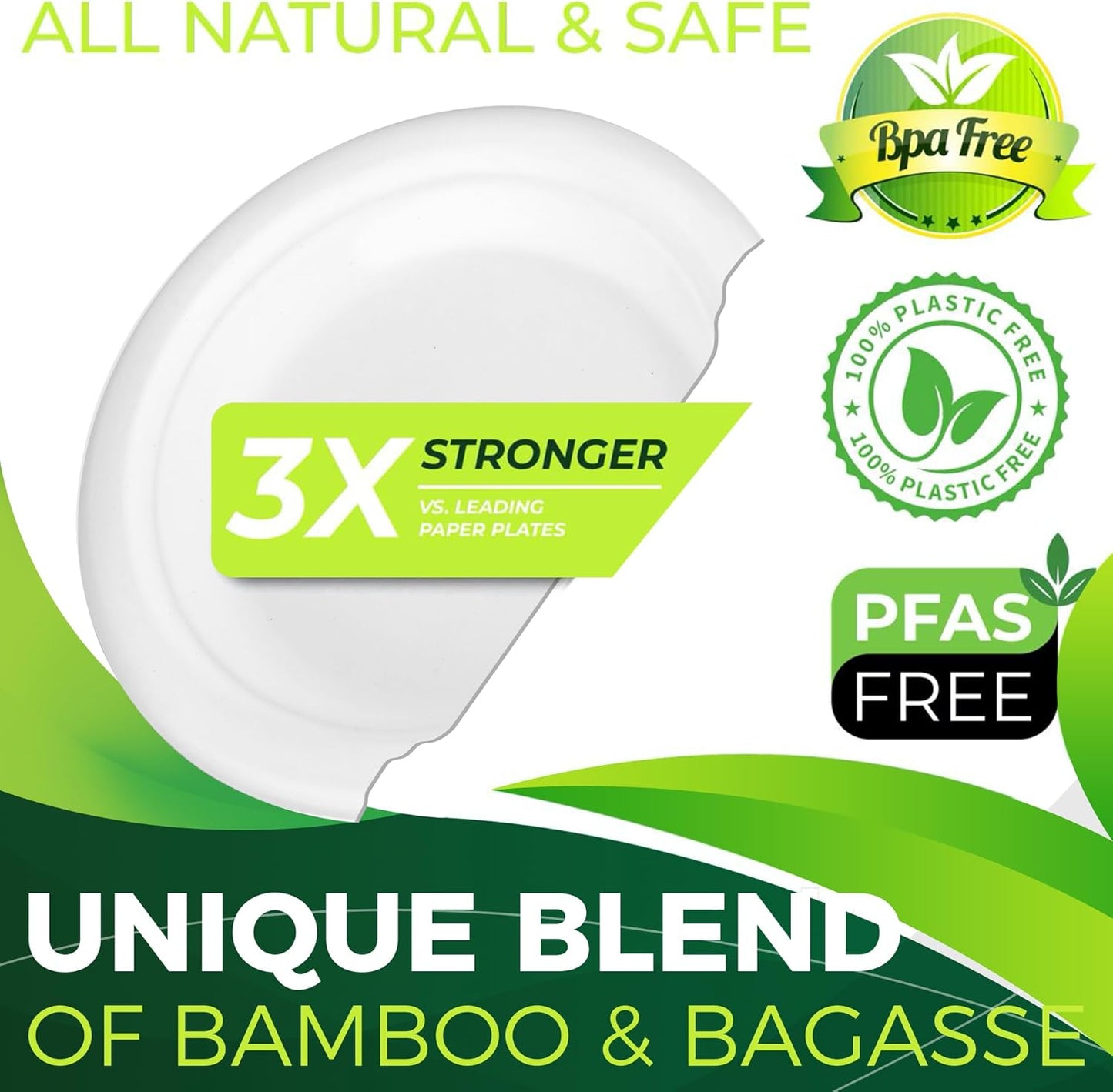 150pcs 100% Small Dessert Plates, 6 inch Compostable Appetizer Plates Made of Sugarcane Fiber