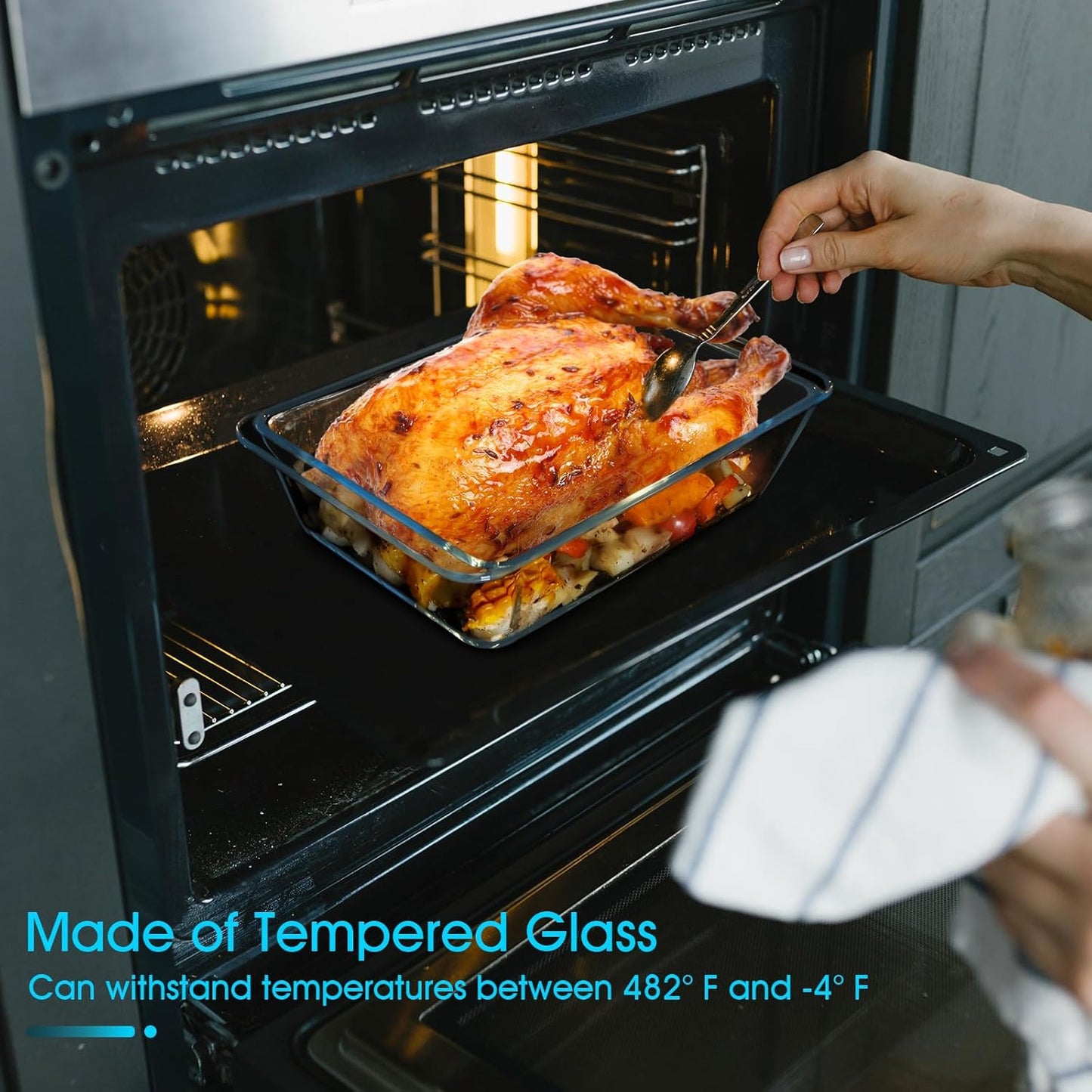 NUTRIUPS 3.7QT Deep Glass Baking Dish,(11.5×8inches）Large Glass Baking Pan,Rectangular Lasagna Pan,Glass Casserole Dish,Microwave & Oven Safe