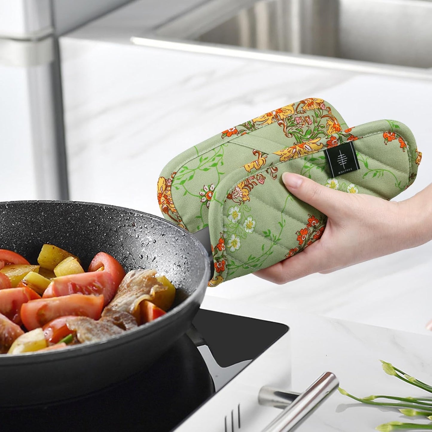 Pot Holders for Kitchen Heat Resistant Hot Pads for Countertops Oven Pot Holders Cotton Potholders for Kitchen Cooking Baking (Sweet Flowers)