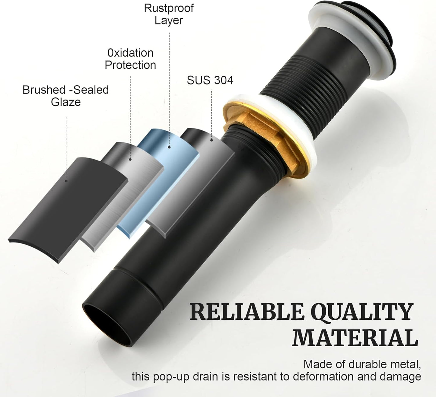 Pop up Sink Drain Stopper for Bathroom Vessel Vanity Sink Art Basin Matte Black, Small Cap Without Overflow, Metal Pop-up Drain Strainer with Detachable Basket Stopper