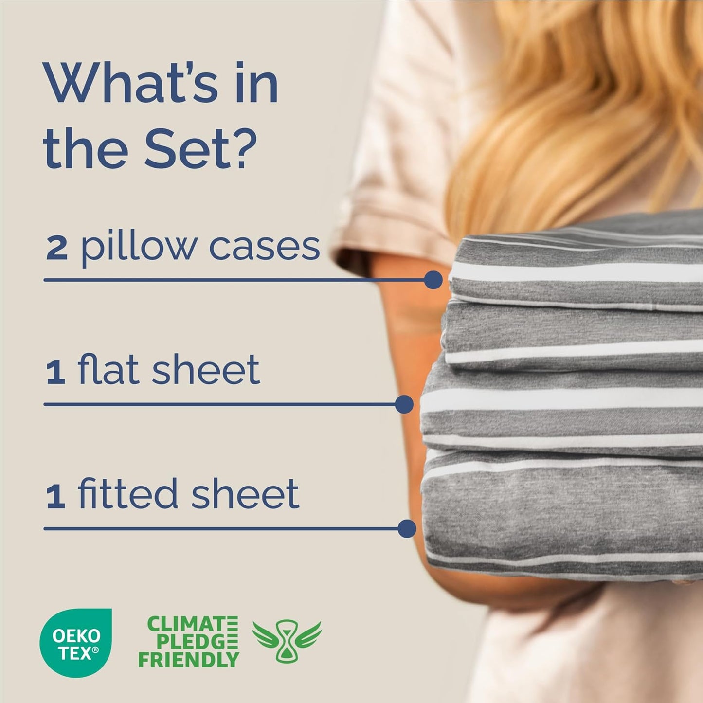 Full Size 4 Piece Sheet Set - Comfy Breathable & Cooling Bed Sheets Set - Hotel Luxury Bedding for Women, Men, Kids, Teens, Boys & Girls - Deep Pockets, Soft, Wrinkle Free - Oeko-Tex - Grey Stripes 3