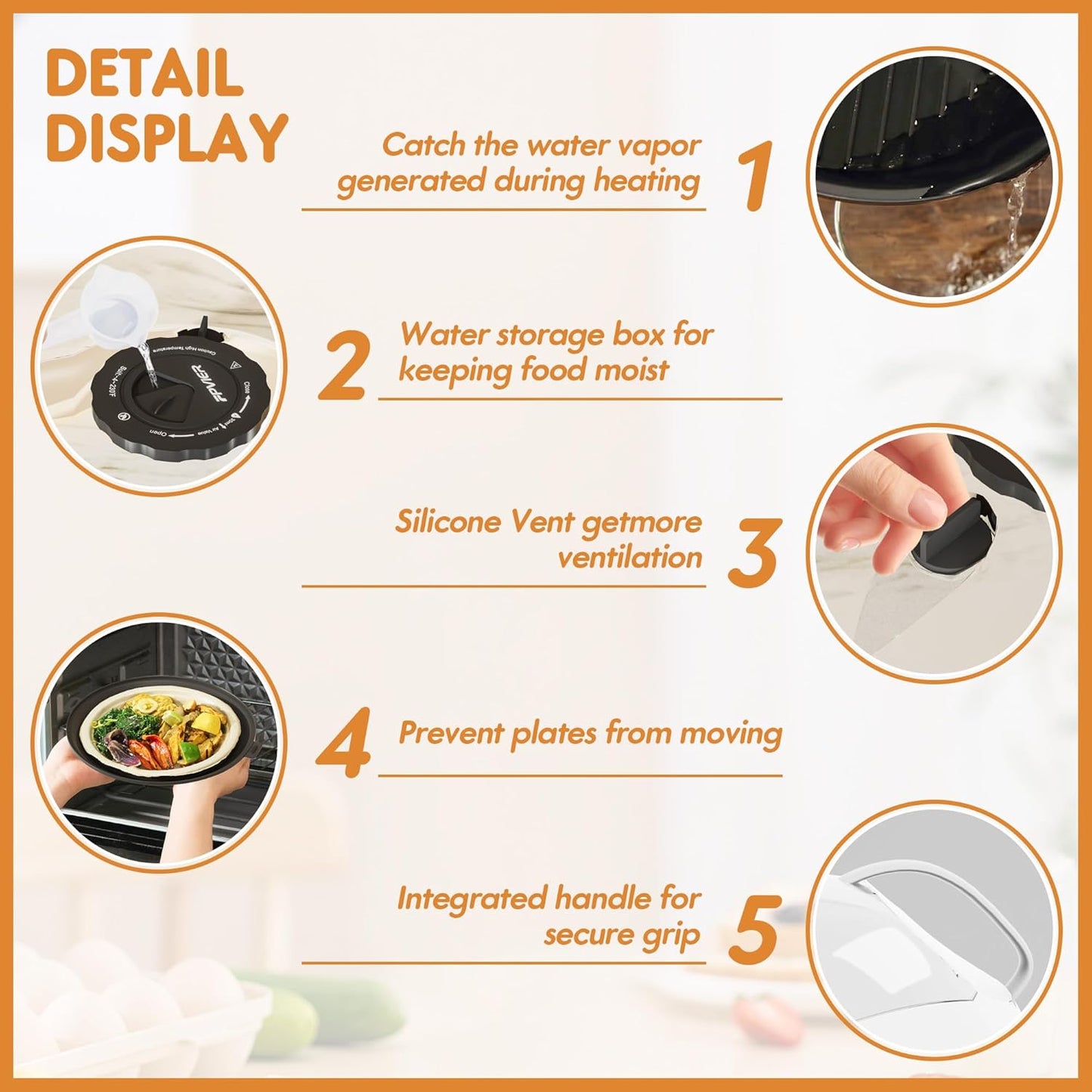 Microwave Splatter Cover for Food, Plastic Microwave Cover with Water Steamer and Integrated Handle, 10 Inch Splatter Guard Lid with Plate, Kitchen Gadgets & Accessories (Black, 10 inch)