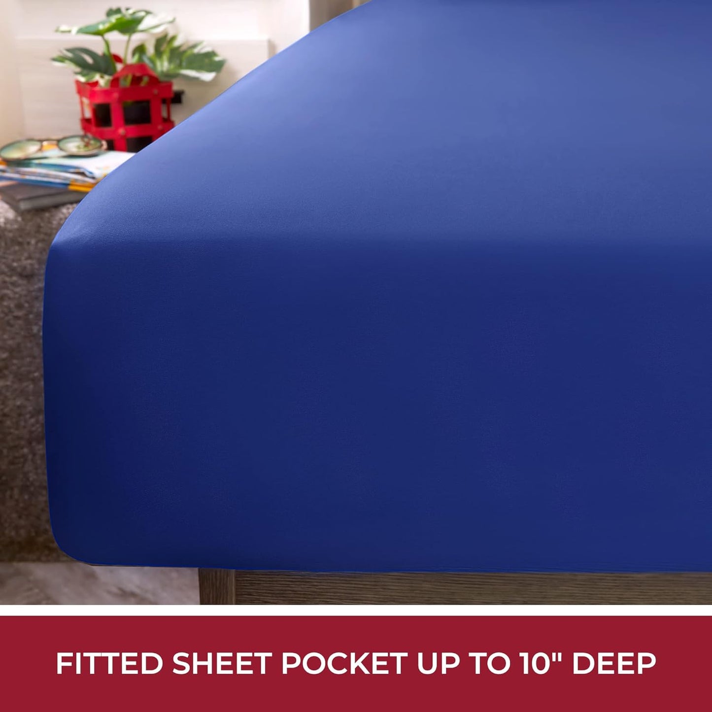 Mellanni RV Short Queen Sheets - 4 PC Iconic Collection Bedding - Hotel Luxury, Extra Soft, Cooling Bed Sheets - Deep Pocket up to 10 inch (RV/Short Queen, Royal Blue)