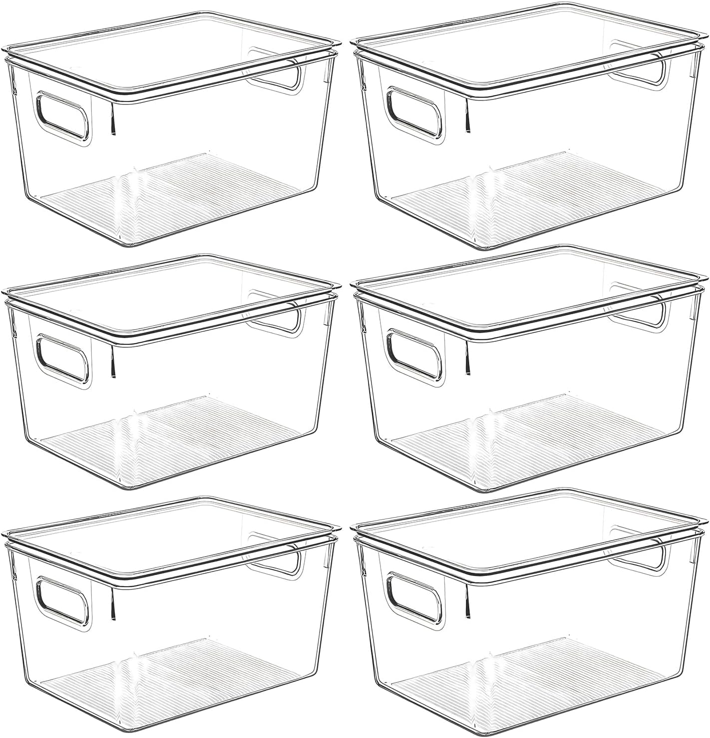 Clear Plastic Storage Bins with Lids, Perfect for Kitchen Organization or Pantry Organization and Storage, Stackable Fridge Organizer Bins, Storage Containers for Organizing, Cabinet Organizers