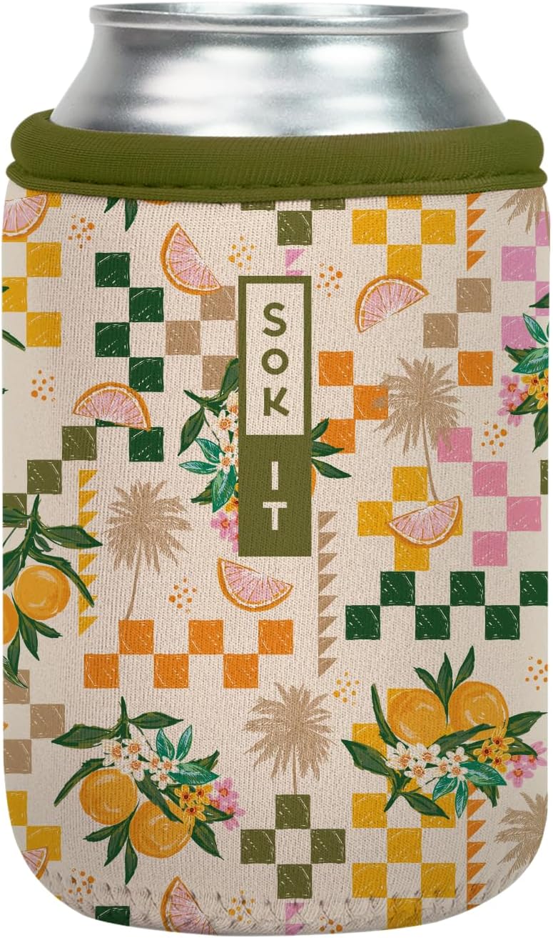 Sok It CanSok Sleeve for Beer & Soda Insulated Neoprene Cover (Citrus Delight, 12oz Can Sleeve)