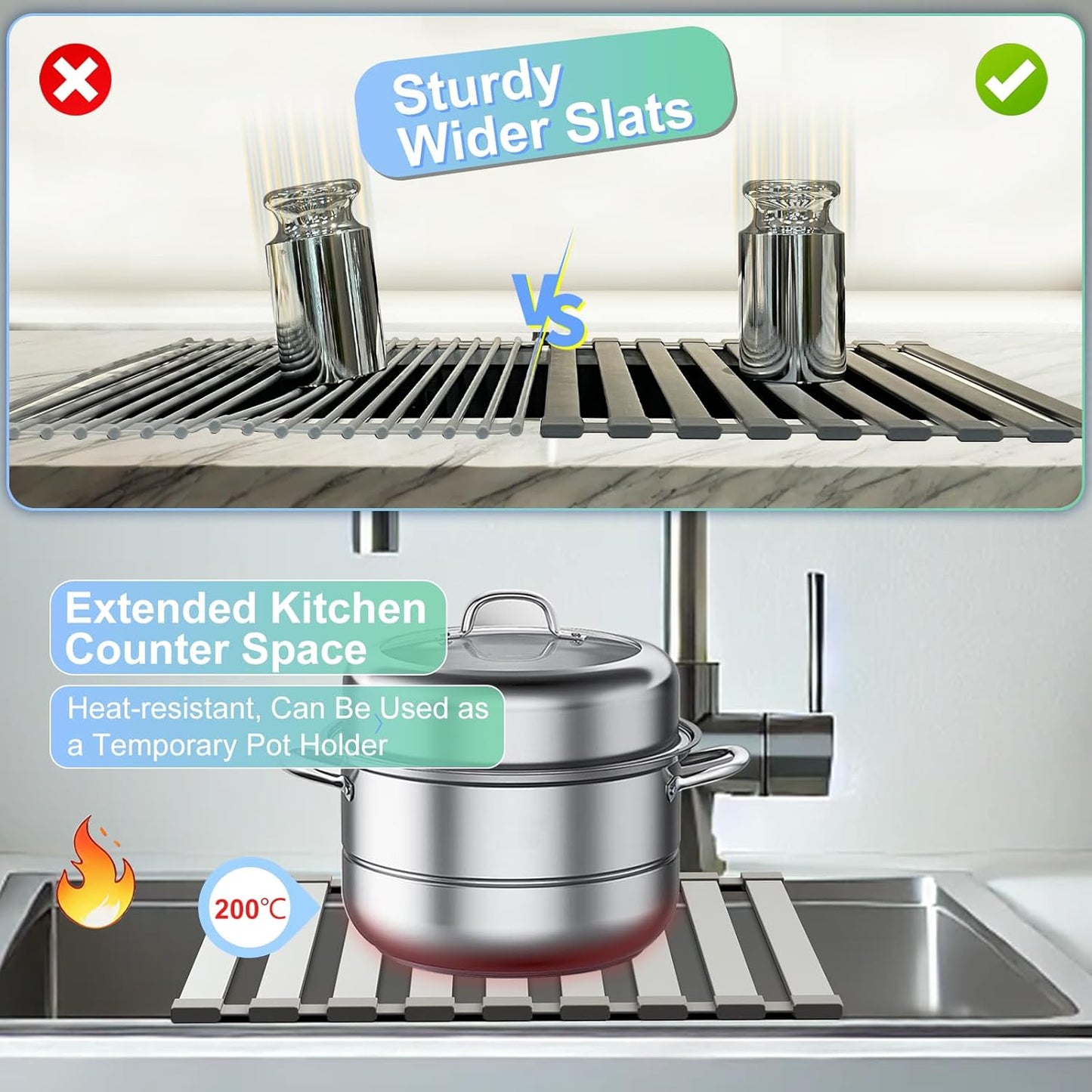 Mamakura Roll Up Dish Drying Rack Over The Sink, Hangable Dish Drying Rack (16.54"x12.99")