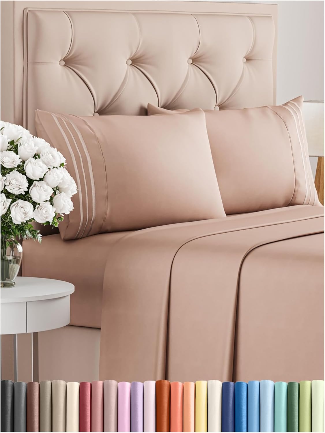 Full Size 4 Piece Sheet Set - Comfy Breathable & Cooling Bed Sheets Set - Hotel Luxury Bedding for Women, Men, Kids, Teens, Boys & Girls - Deep Pockets, Ultra-Soft and Wrinkle Free - Oeko-Tex - Mauve