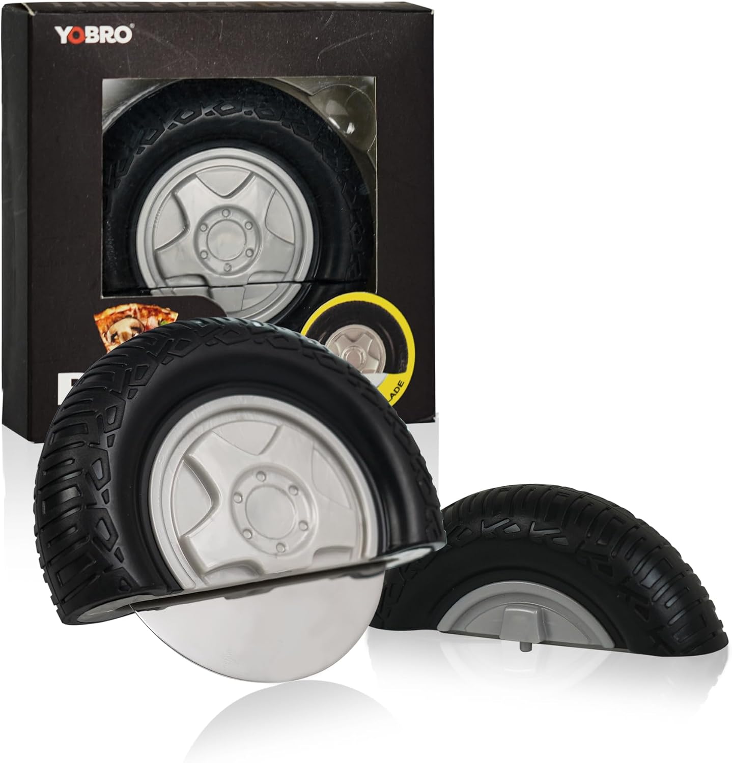 YOBRO Tire Pizza Cutter Wheel By YOBRO- Pizza Cutter, Pizza Slicer Stainless Steel, Funny Kitchen Accessories,gift for Car Lovers,White Elephant Gifts,Stocking Stuffers for Family