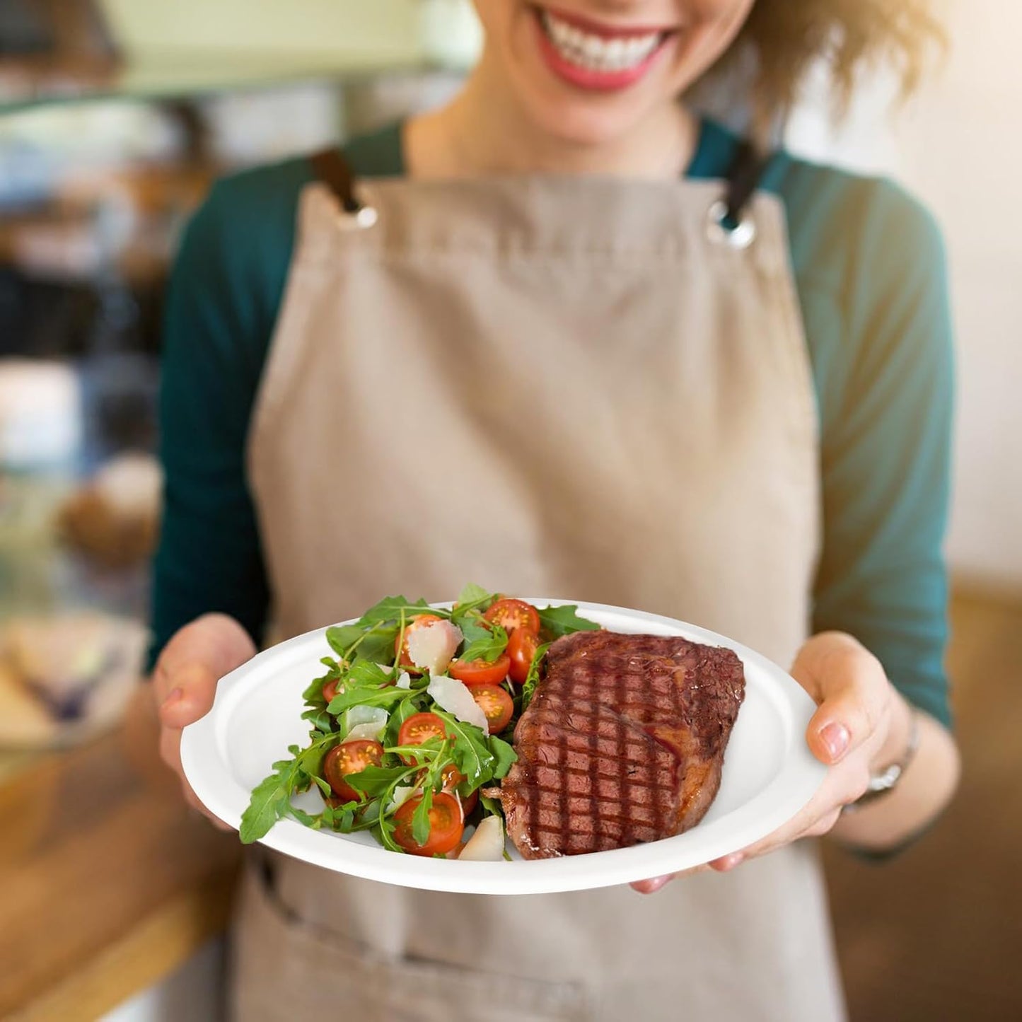 Disposable Paper Plates 9 inch, 200 Pack White Paper Plates Bulk, Eco Friendly Biodegradable Compostable Plates, Sturdy Dinner Paper Plates Heavy Duty for Party Wedding