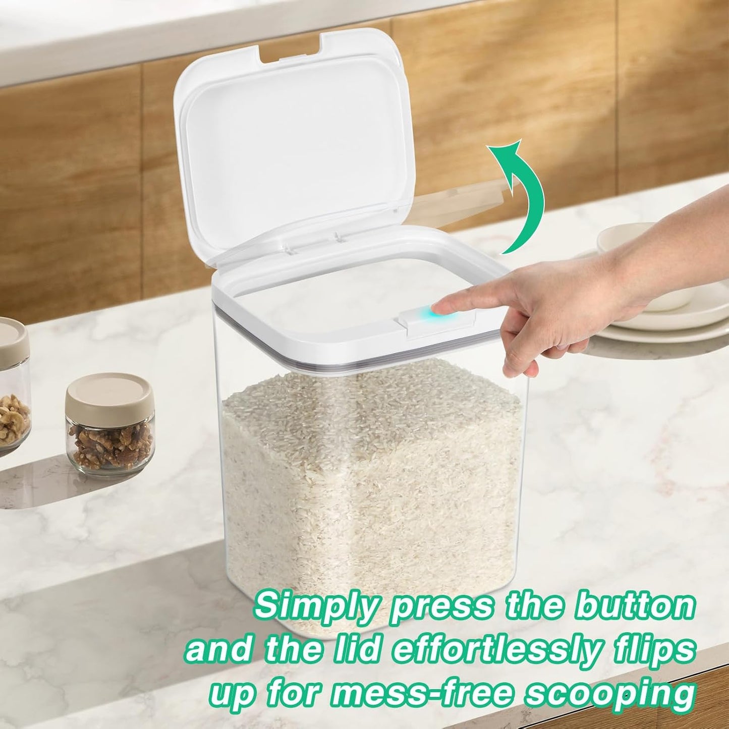 Versatile Storage Container Bin with Pop-up Lid & Scoop, Rice Flour Container Dog Cat Food Storage Container, Laundry Room Organization Household Essentials Kitchen Pantry Organizers