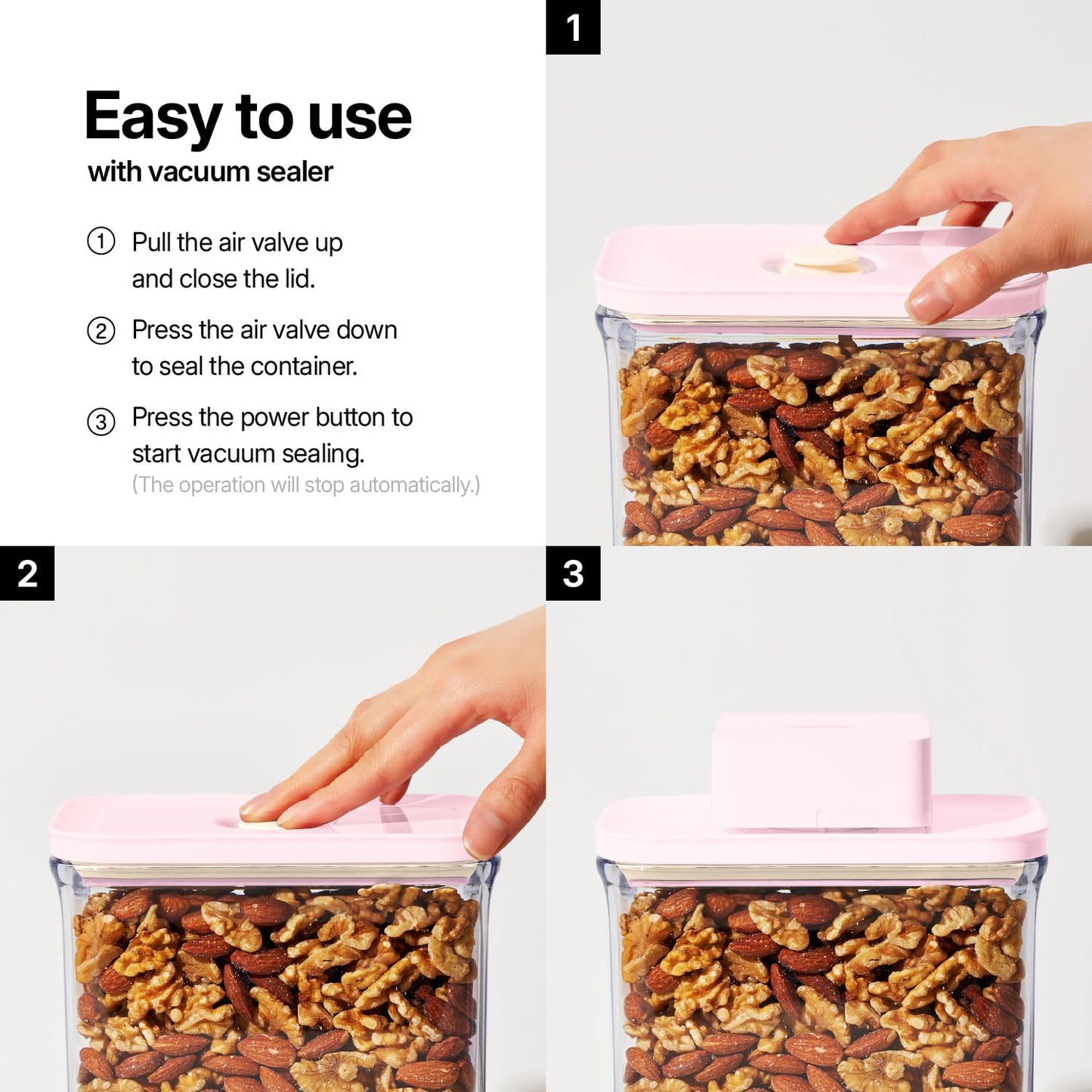 Premium Airtight Food Storage Containers ROSE 8P/SET, 6pcs Container, 1pcs Water Pitcher and Vacuum Sealer. Patented Double Silicone Lining, 100% Leak Proof, BPA-FREE