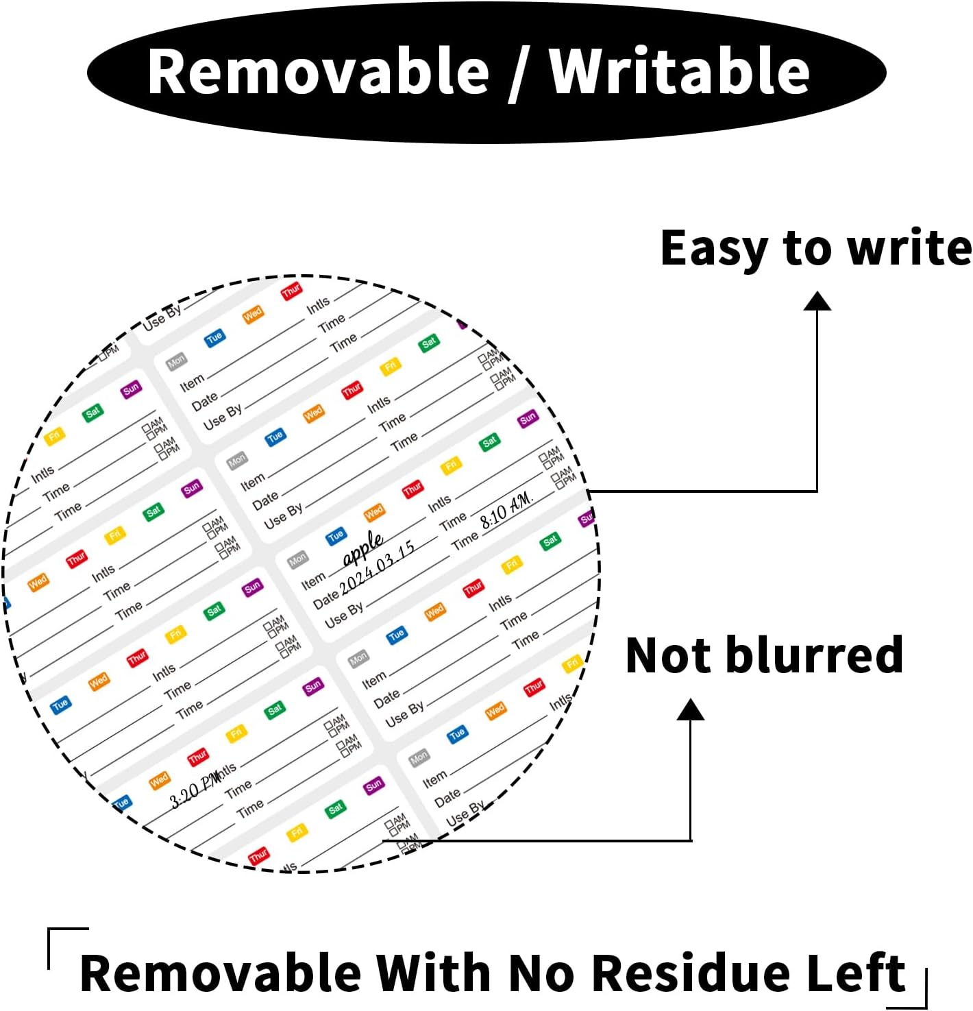 STARLIBOO Removable Multicolor Labels, Blank Stickers for Food Containers, 1x3 Inch, Waterproof, Easy Peel Off (240 Labels)