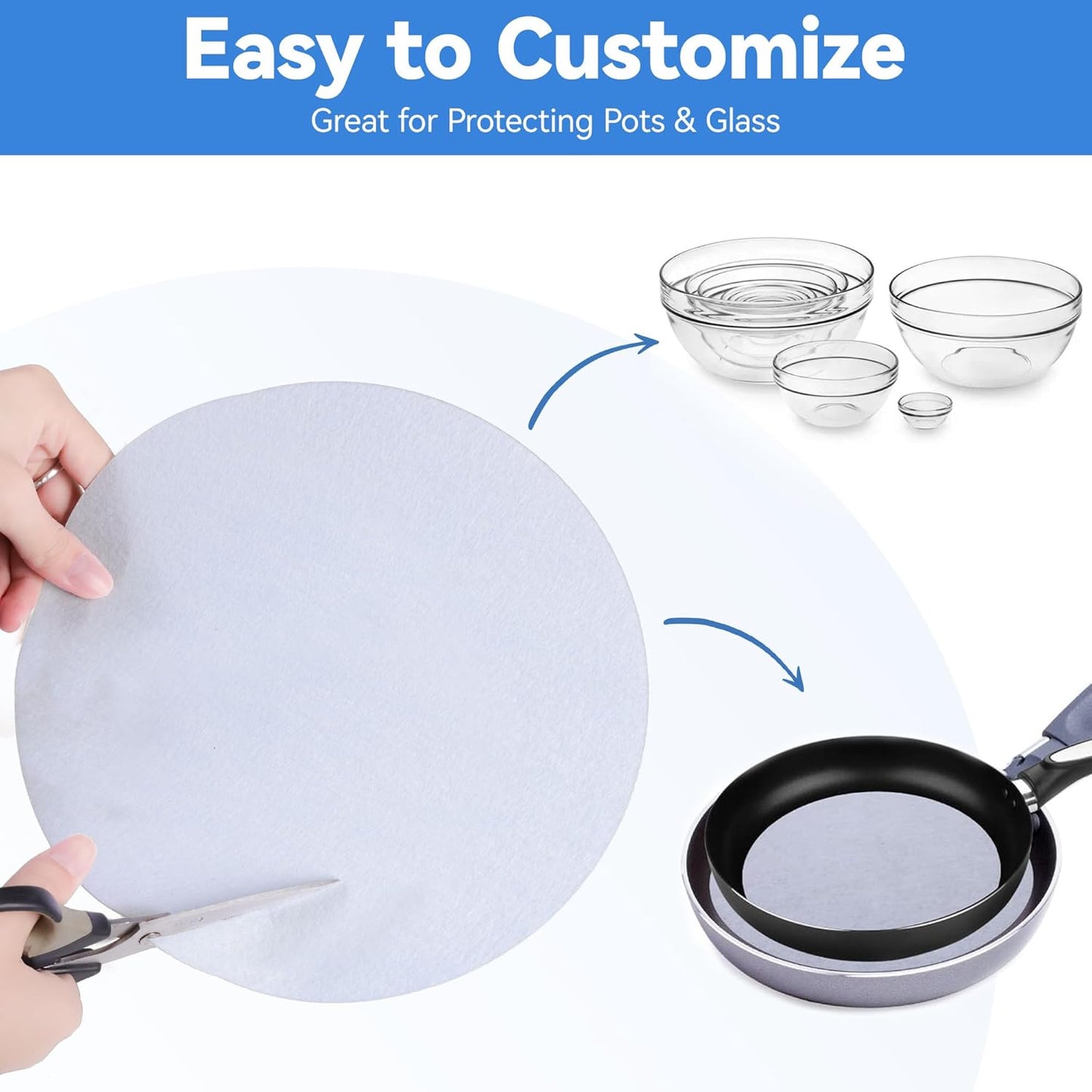 Imncya Plate China Storage Dividers, 150-Piece with 3 Different Sizes, Thick and Premium Soft Felt Plate Dividers for China, Dish, Coffee Saucers Protecting and Stacking - White