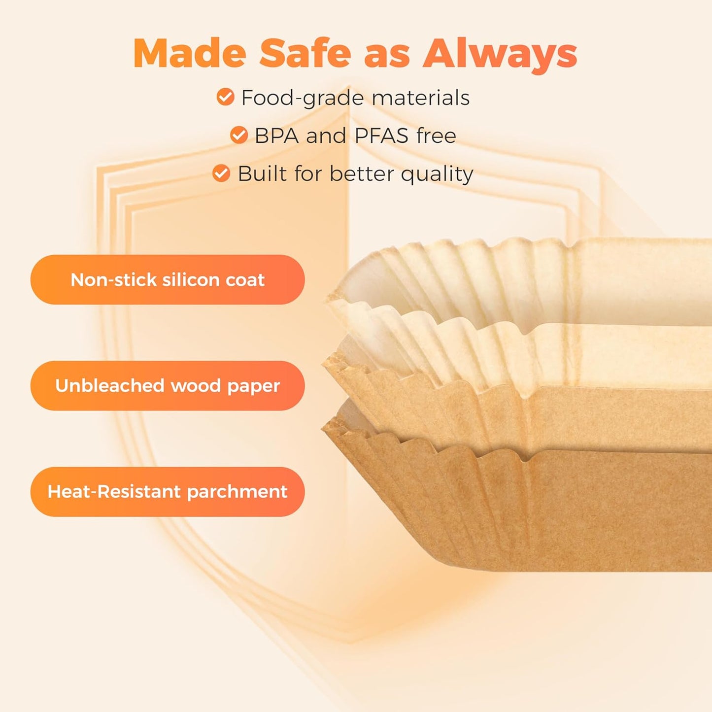 Tastee Air Fryer Liners 100Pcs - Design for 3-6QT Air Fryer Baskets, Oil-Absorbent Disposable Paper Liners, 450°F Heat Resistant, Custom Fit